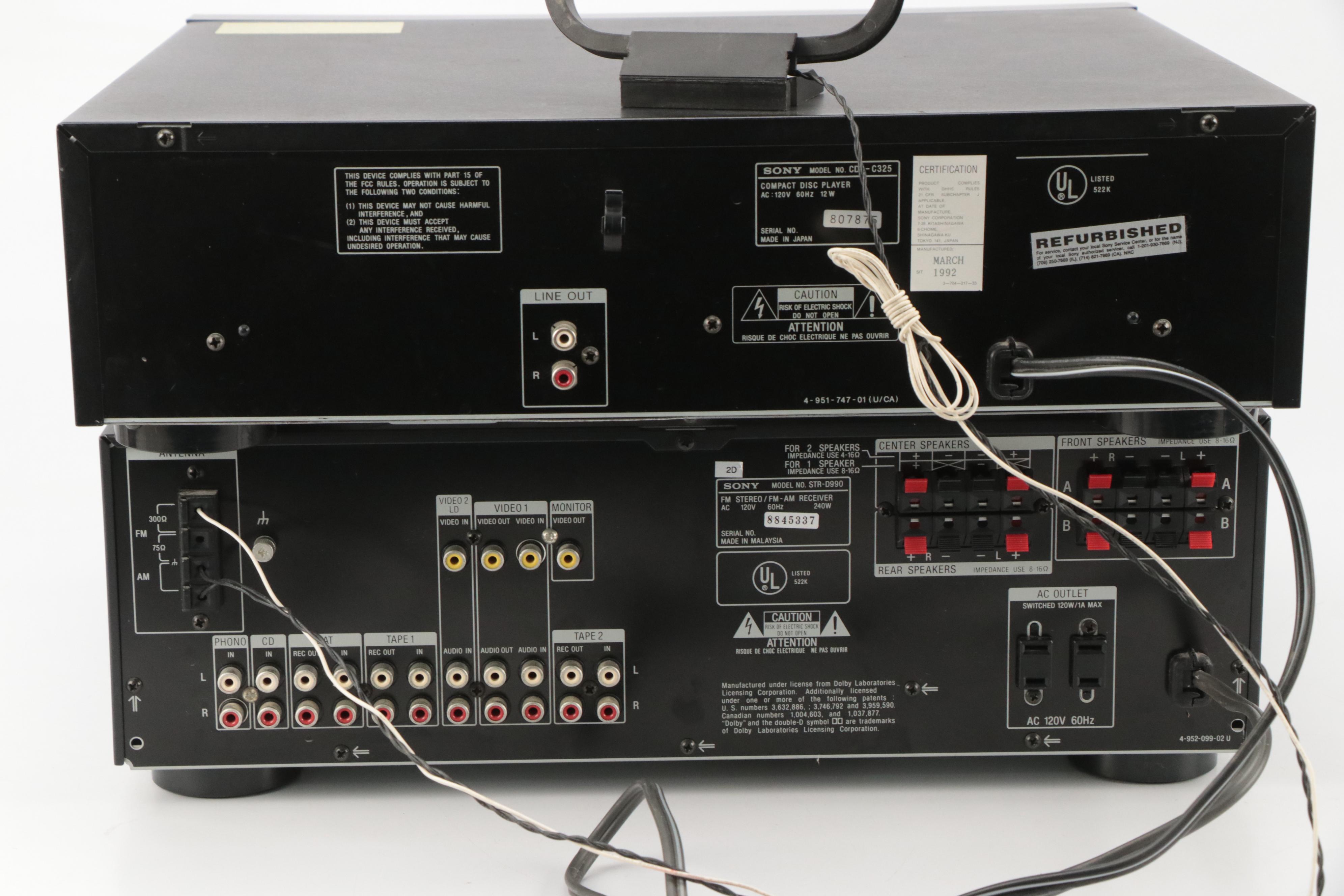 Sony STR-D990 A/V Control Center and CD-C325 Five-Disc CD Player