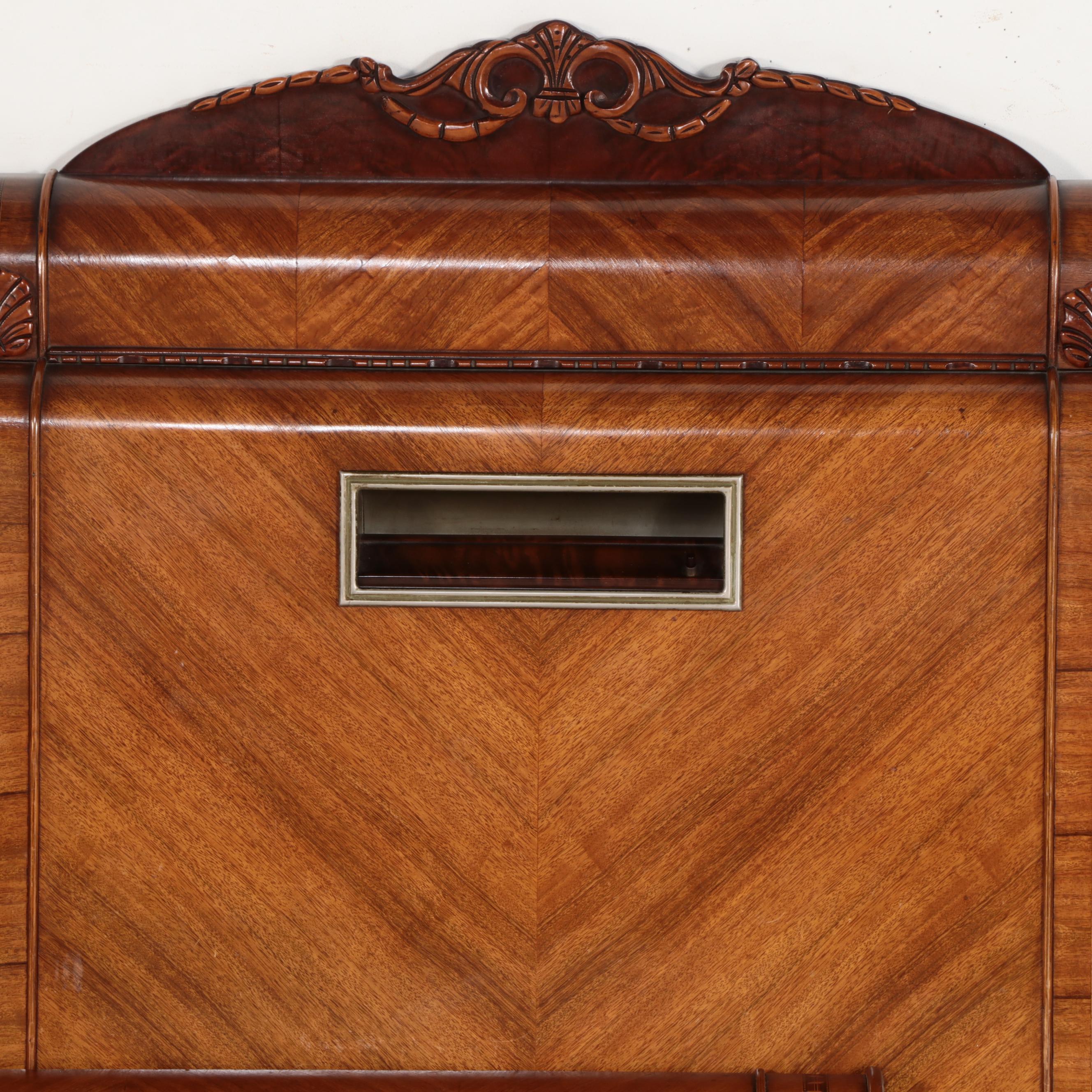 Jiranek Art Deco Walnut Full Size Headboard and Footboard, Circa 1930