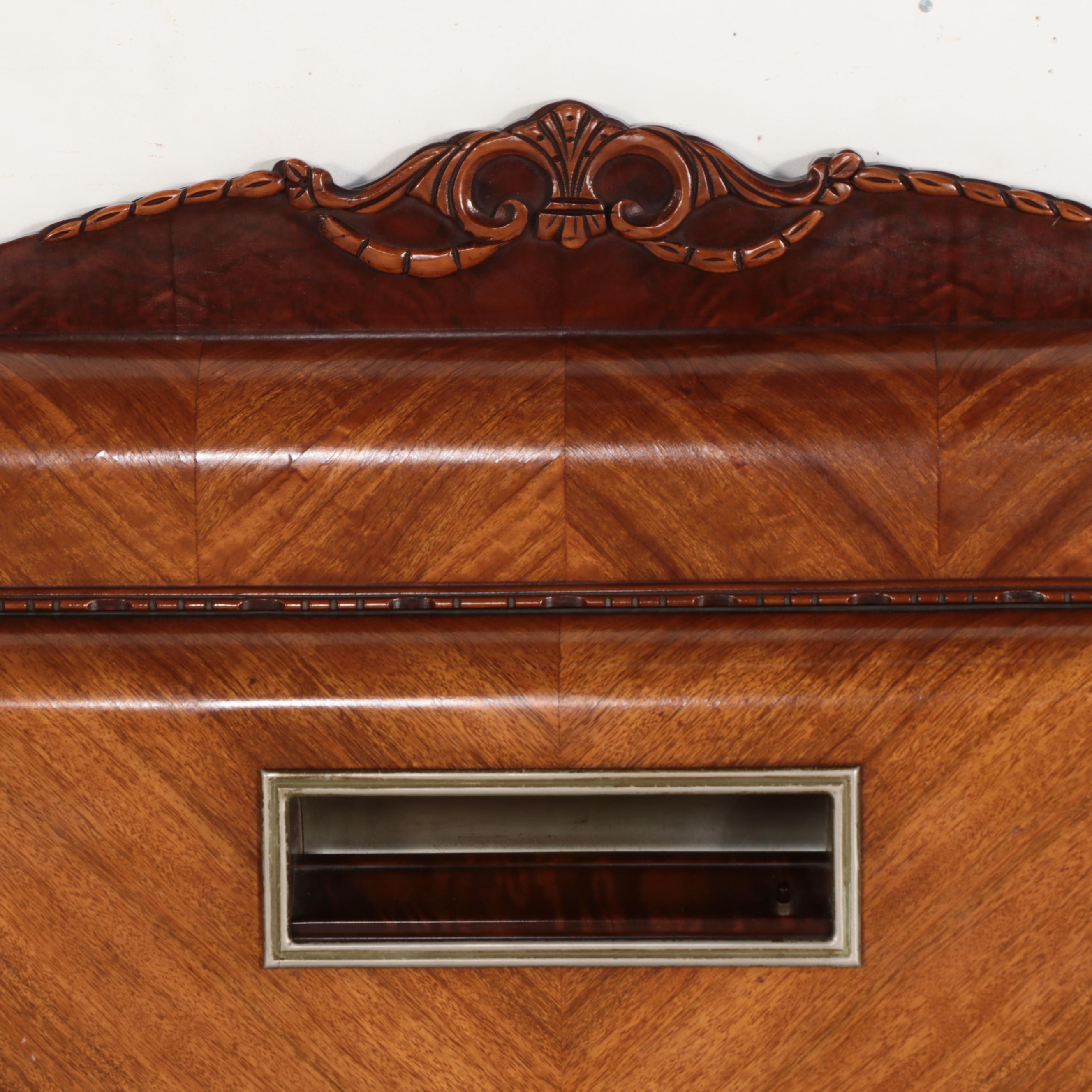 Jiranek Art Deco Walnut Full Size Headboard and Footboard, Circa 1930