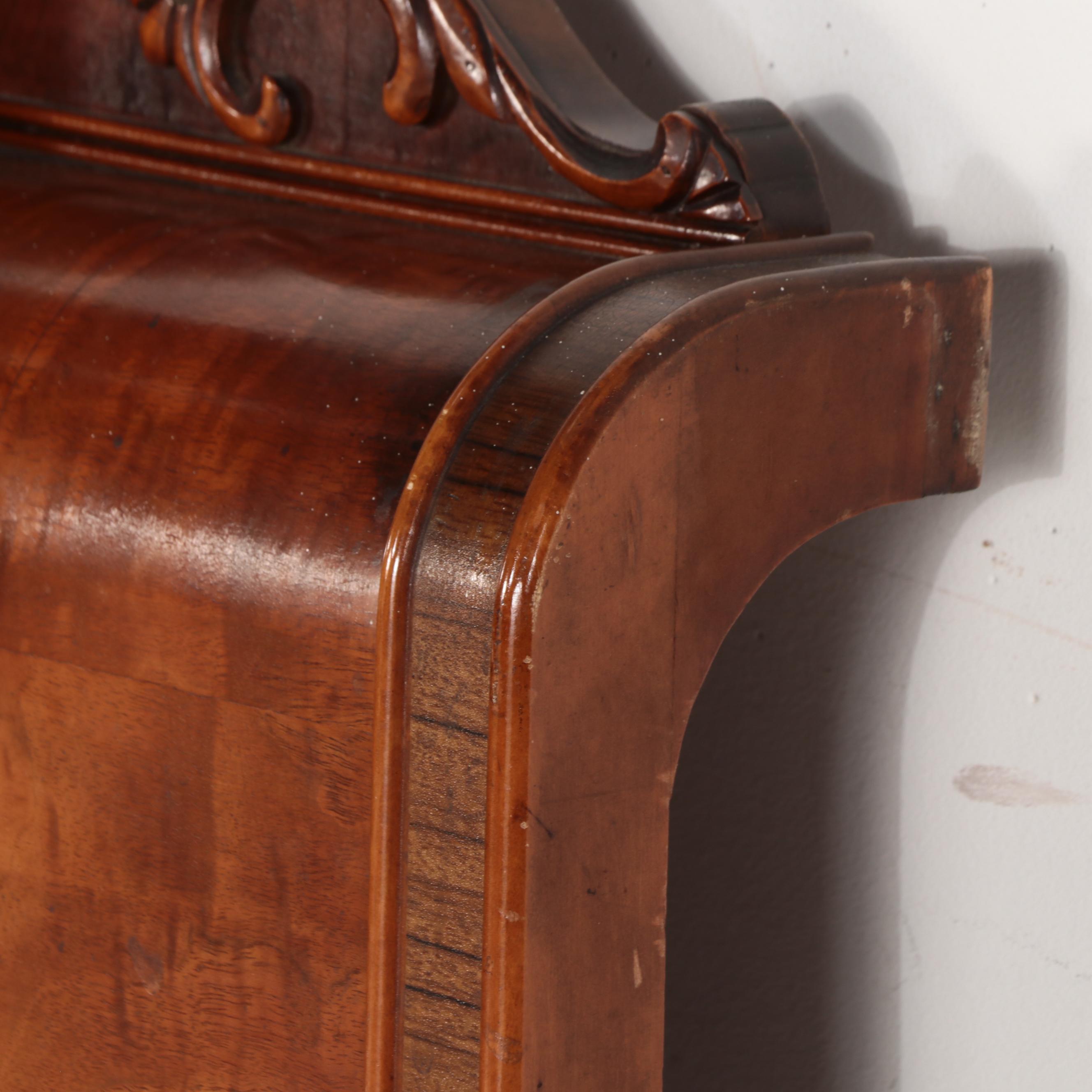 Jiranek Art Deco Walnut Full Size Headboard and Footboard, Circa 1930