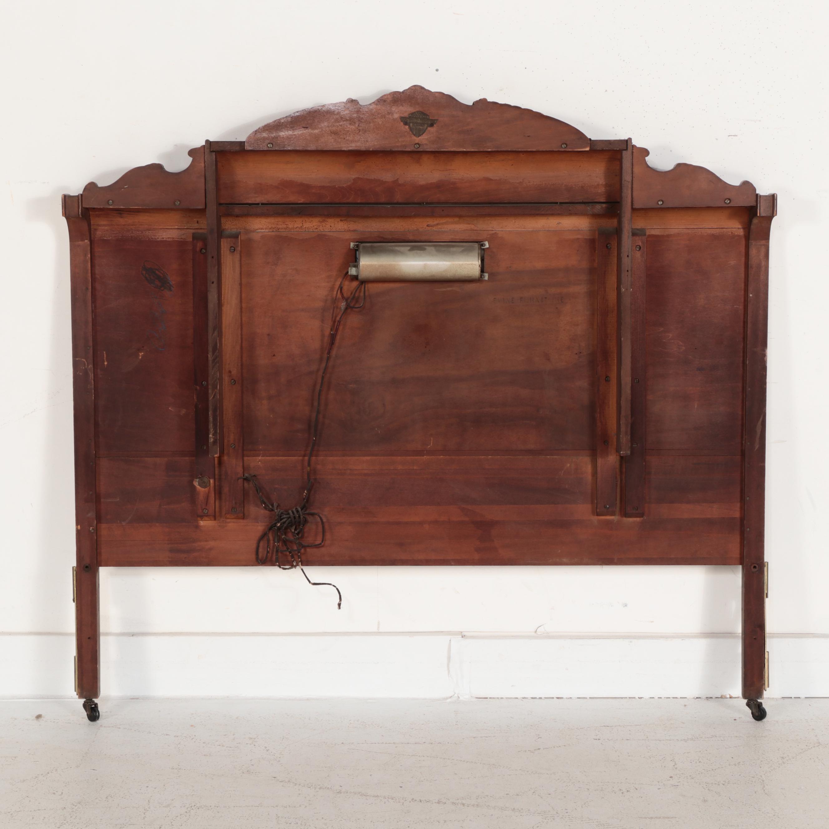 Jiranek Art Deco Walnut Full Size Headboard and Footboard, Circa 1930