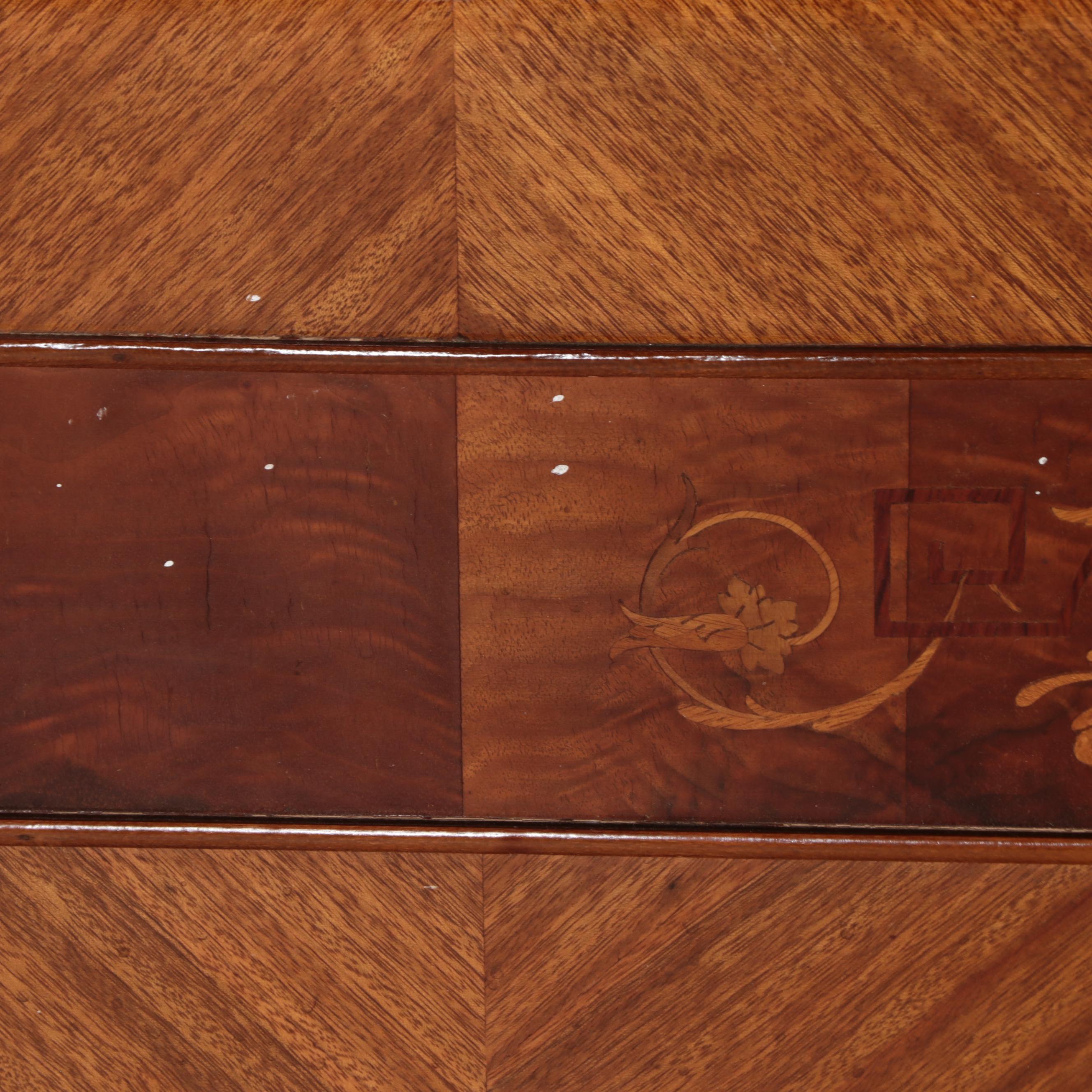 Jiranek Art Deco Walnut Full Size Headboard and Footboard, Circa 1930