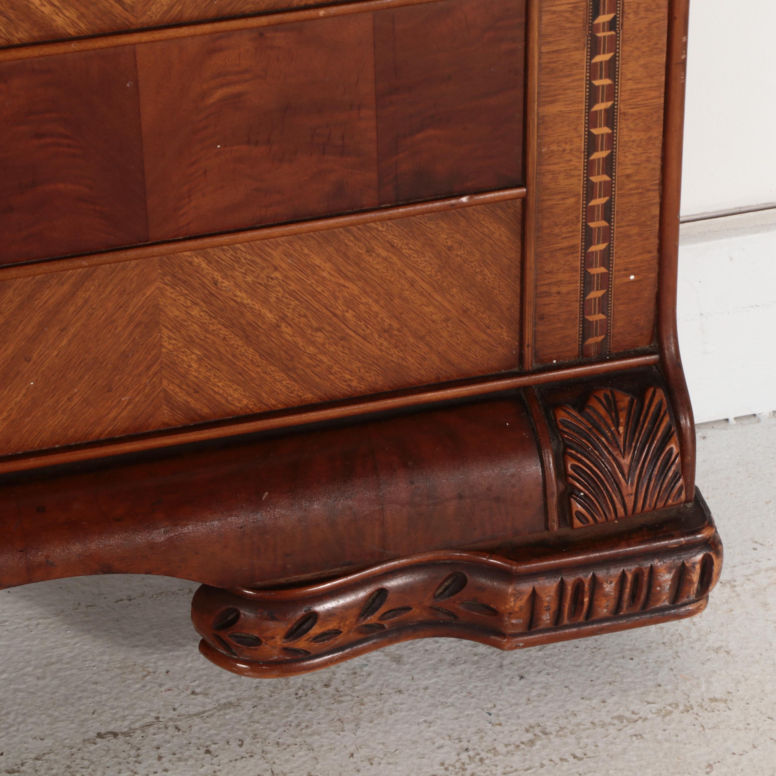 Jiranek Art Deco Walnut Full Size Headboard and Footboard, Circa 1930