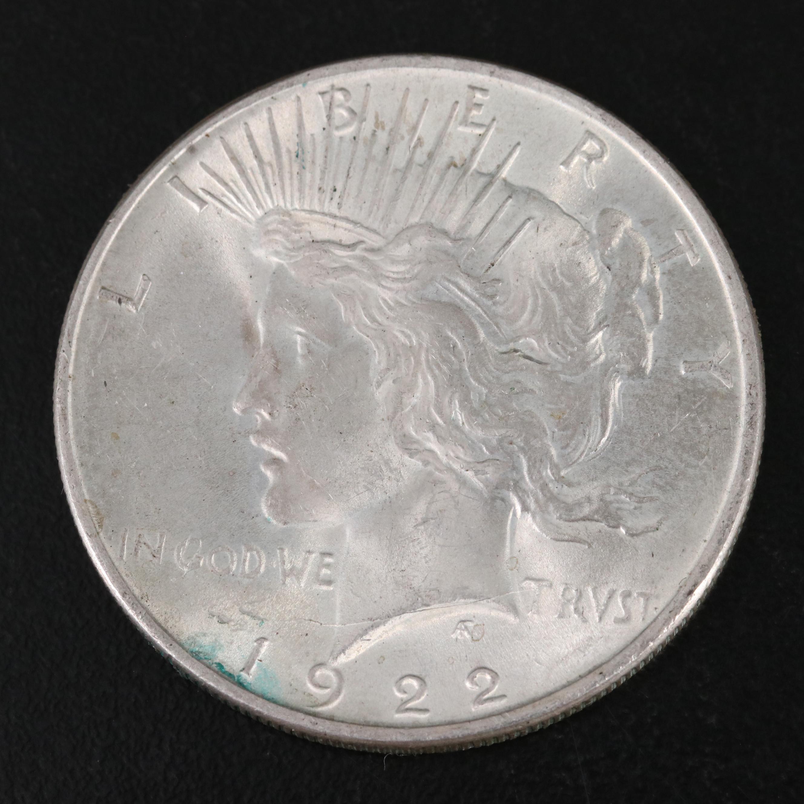 Three Different United States Peace Dollars with a 1925