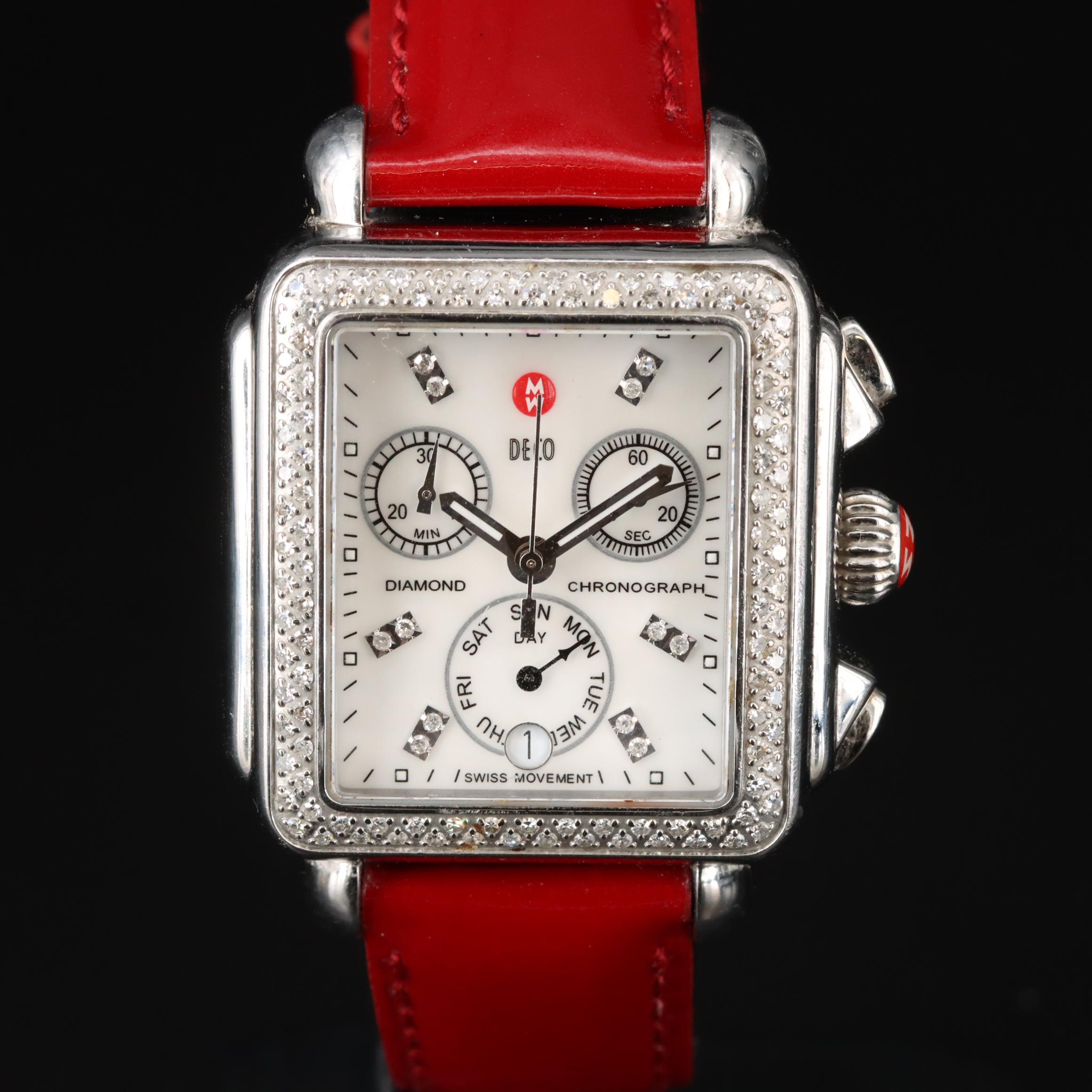 Michele Deco Diamond Chronograph Watch