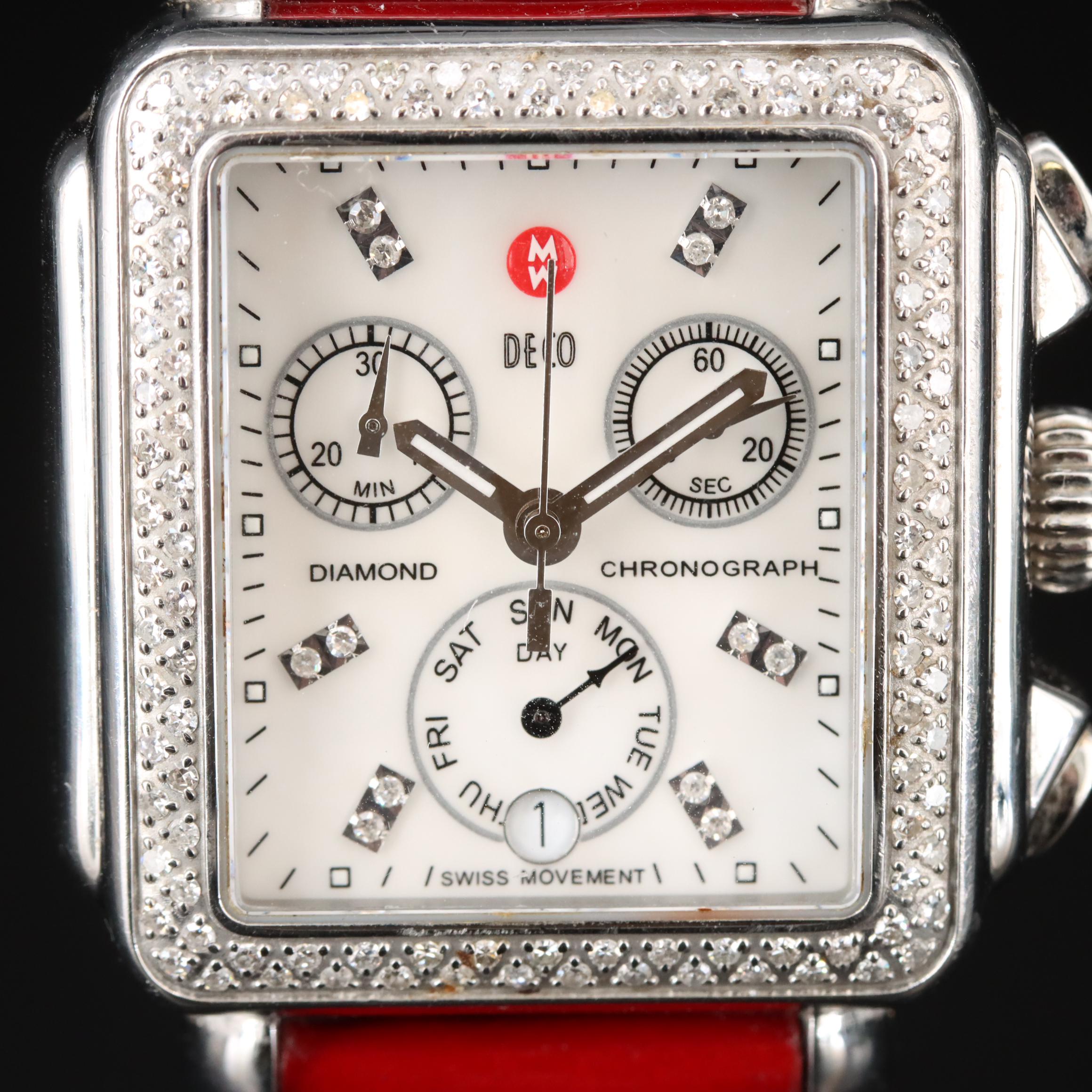 Michele Deco Diamond Chronograph Watch