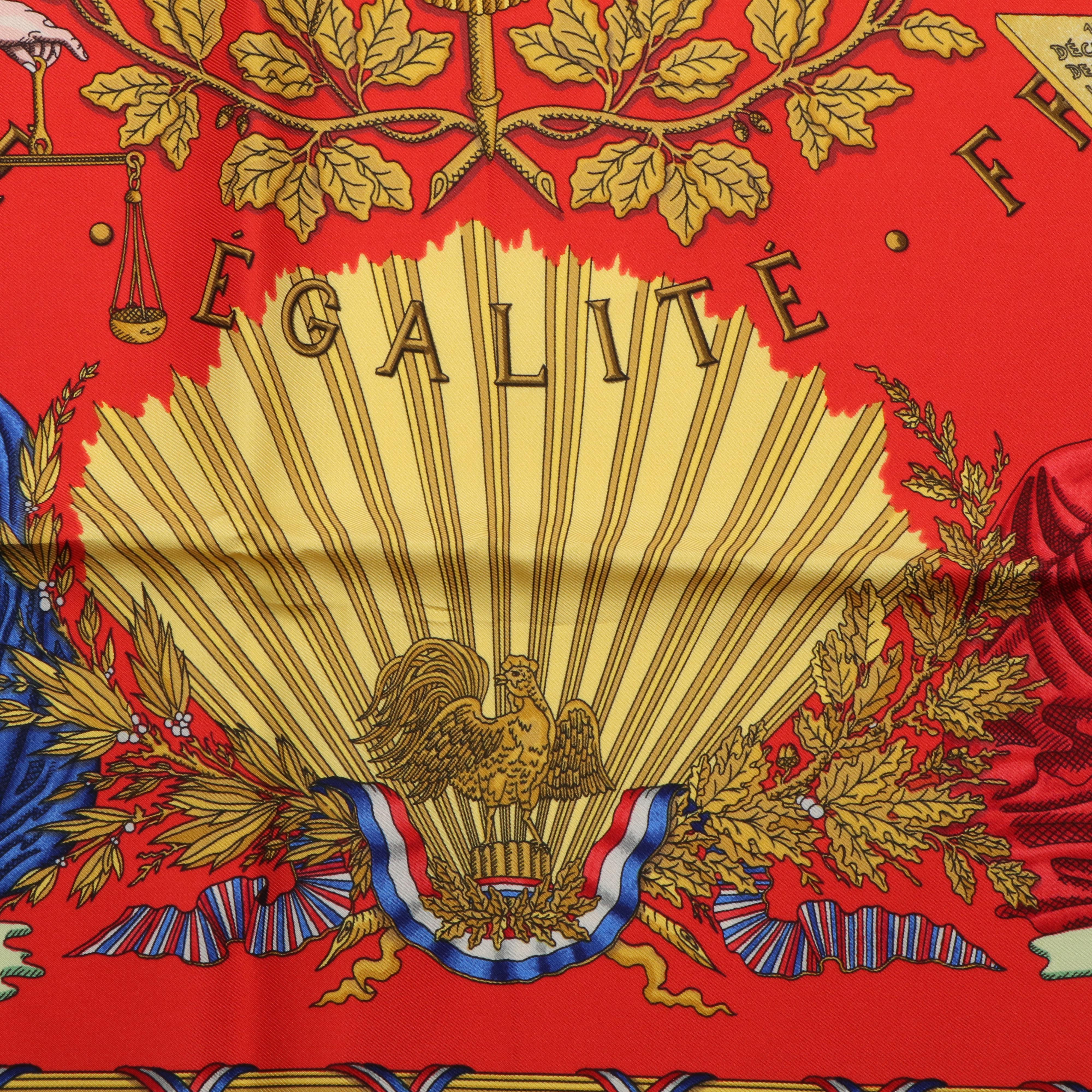 Hermès "Republique Francaise" Silk Twill Scarf 90 with Box