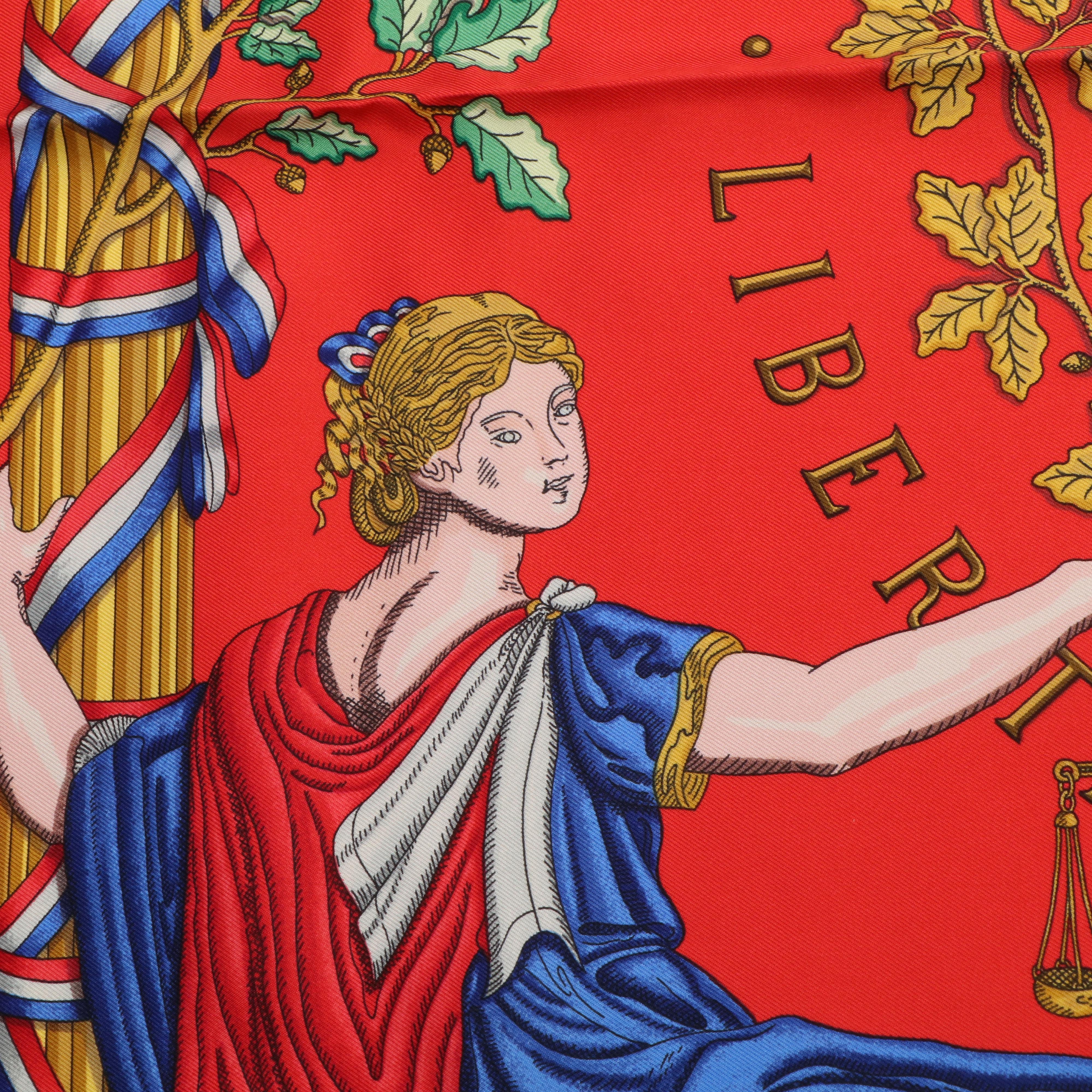 Hermès "Republique Francaise" Silk Twill Scarf 90 with Box