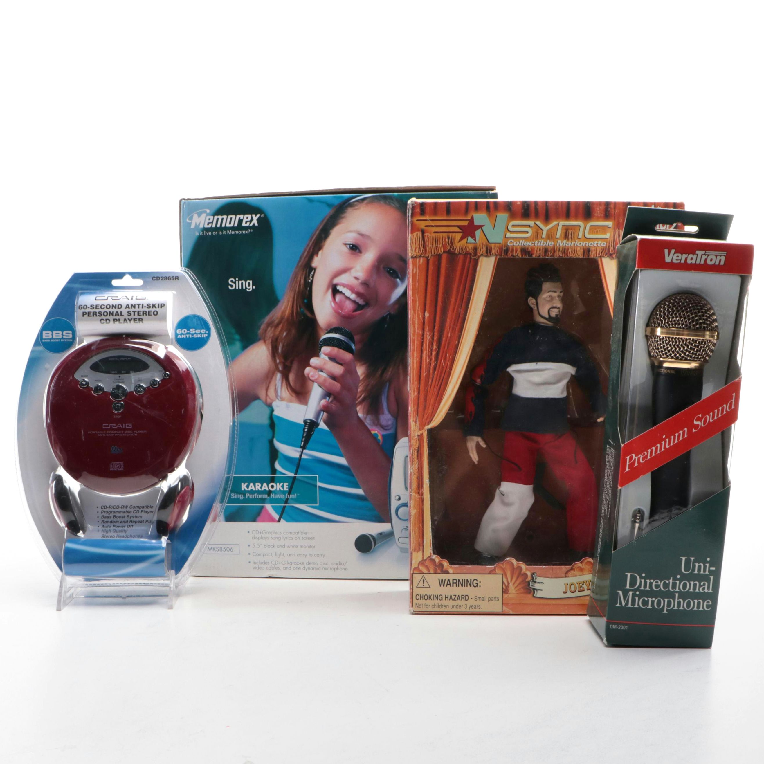 NSYNC Joey Fatone Marionette with Memorex Karaoke System, Microphone and More