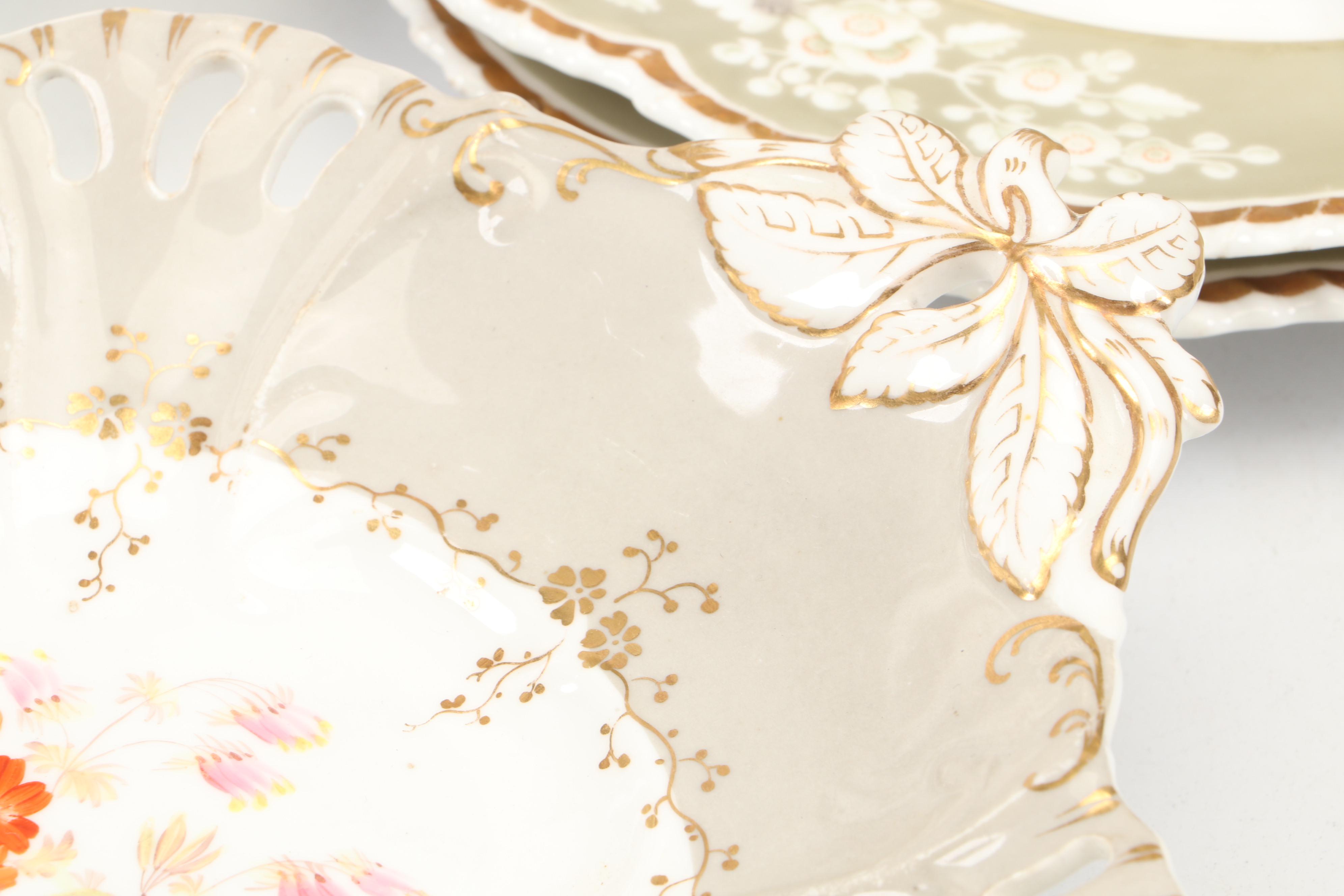 English Porcelain Botanical Dessert Service, Early to Mid-19th Century