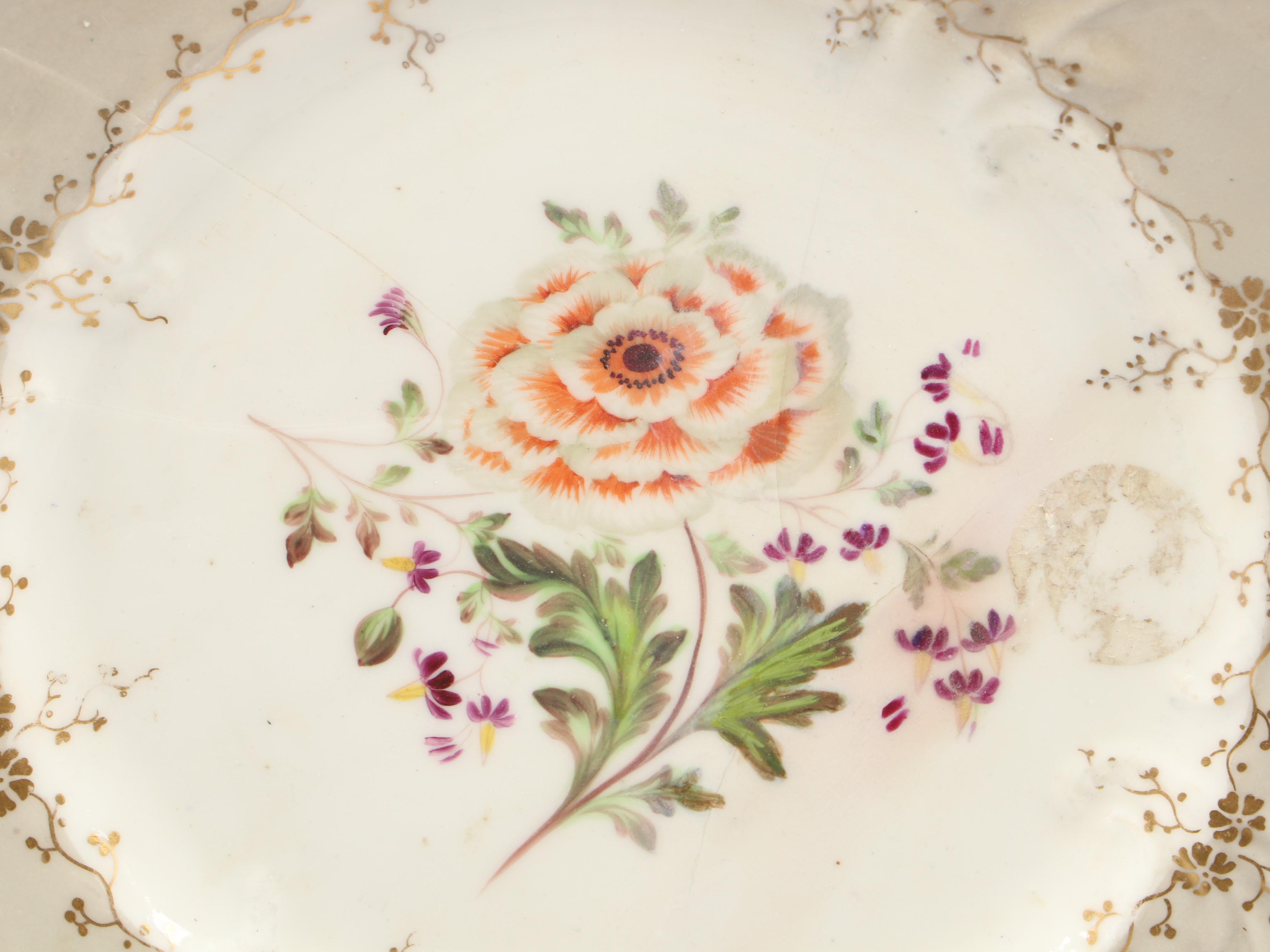 English Porcelain Botanical Dessert Service, Early to Mid-19th Century
