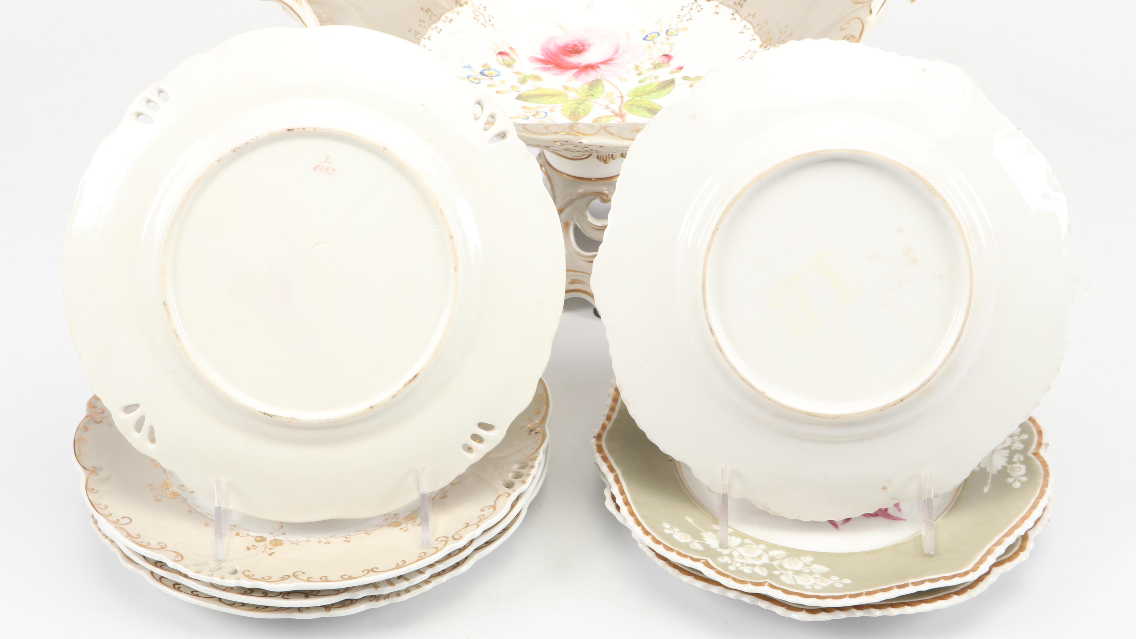 English Porcelain Botanical Dessert Service, Early to Mid-19th Century