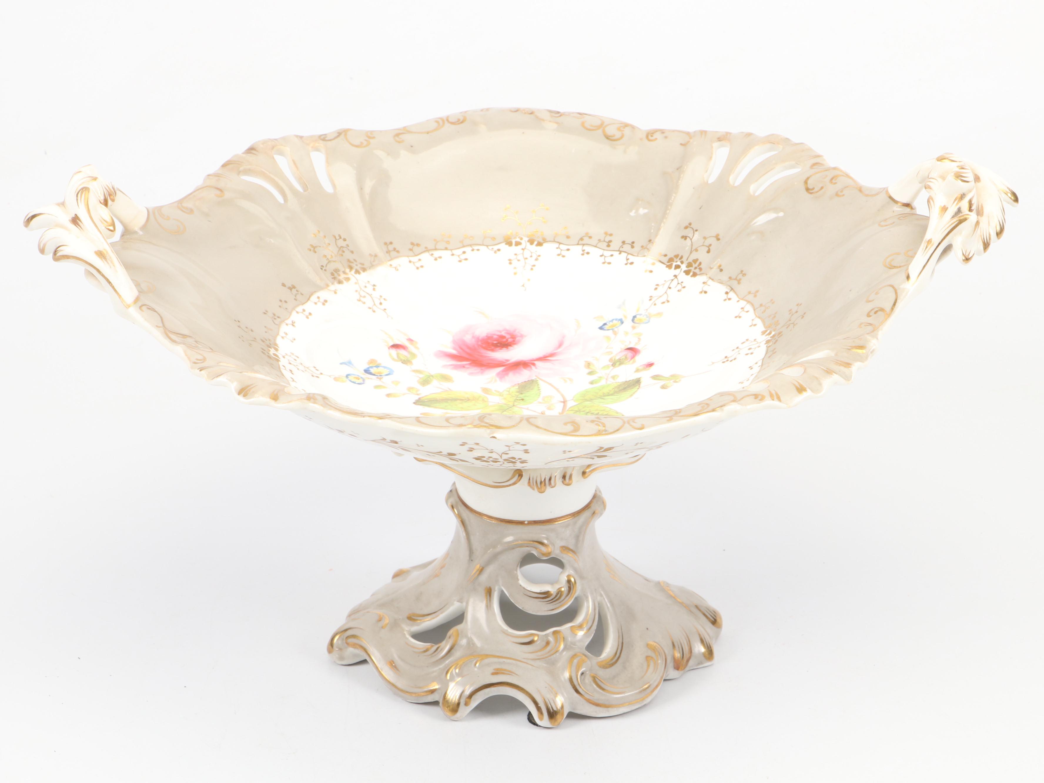 English Porcelain Botanical Dessert Service, Early to Mid-19th Century