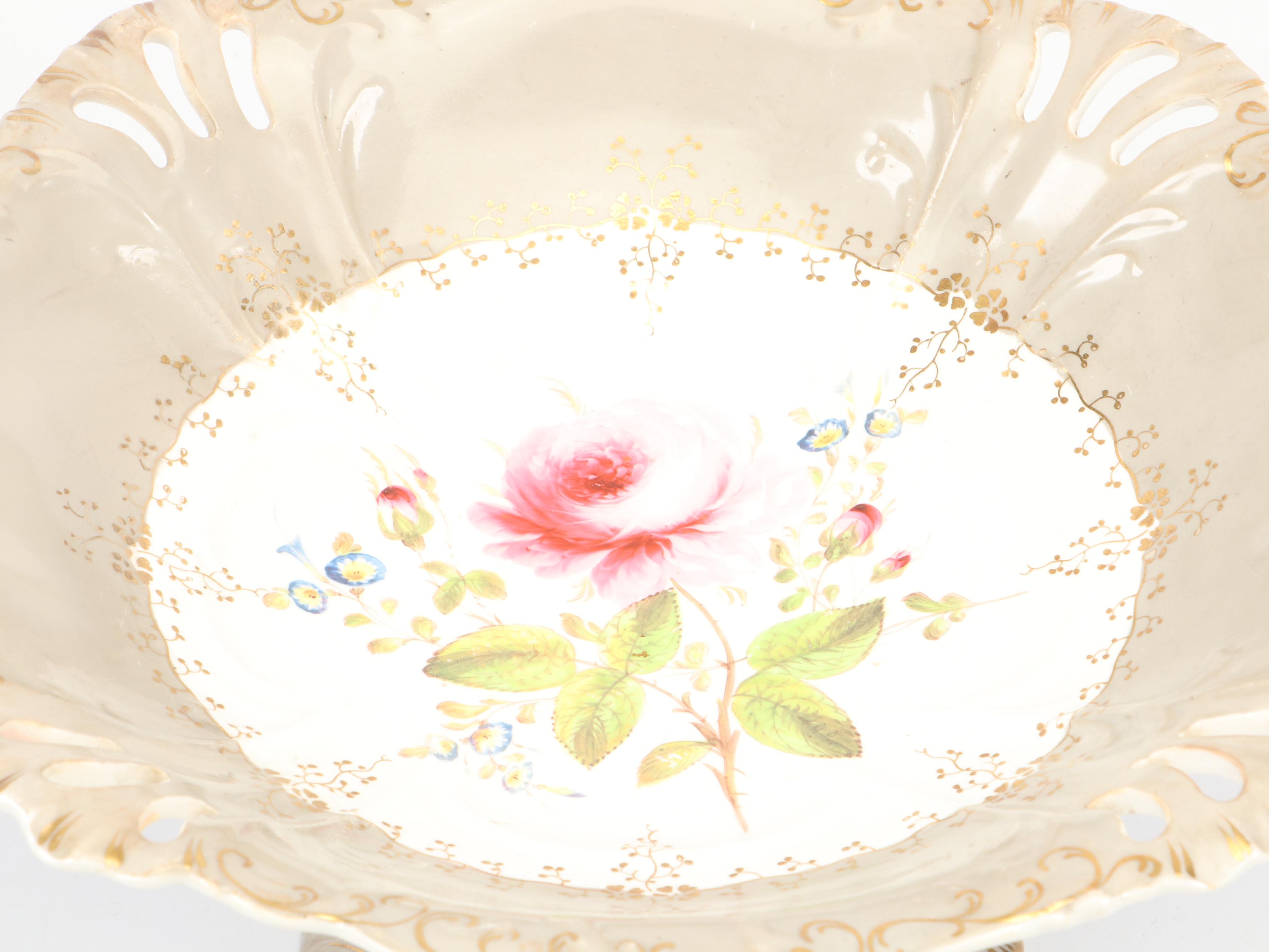 English Porcelain Botanical Dessert Service, Early to Mid-19th Century