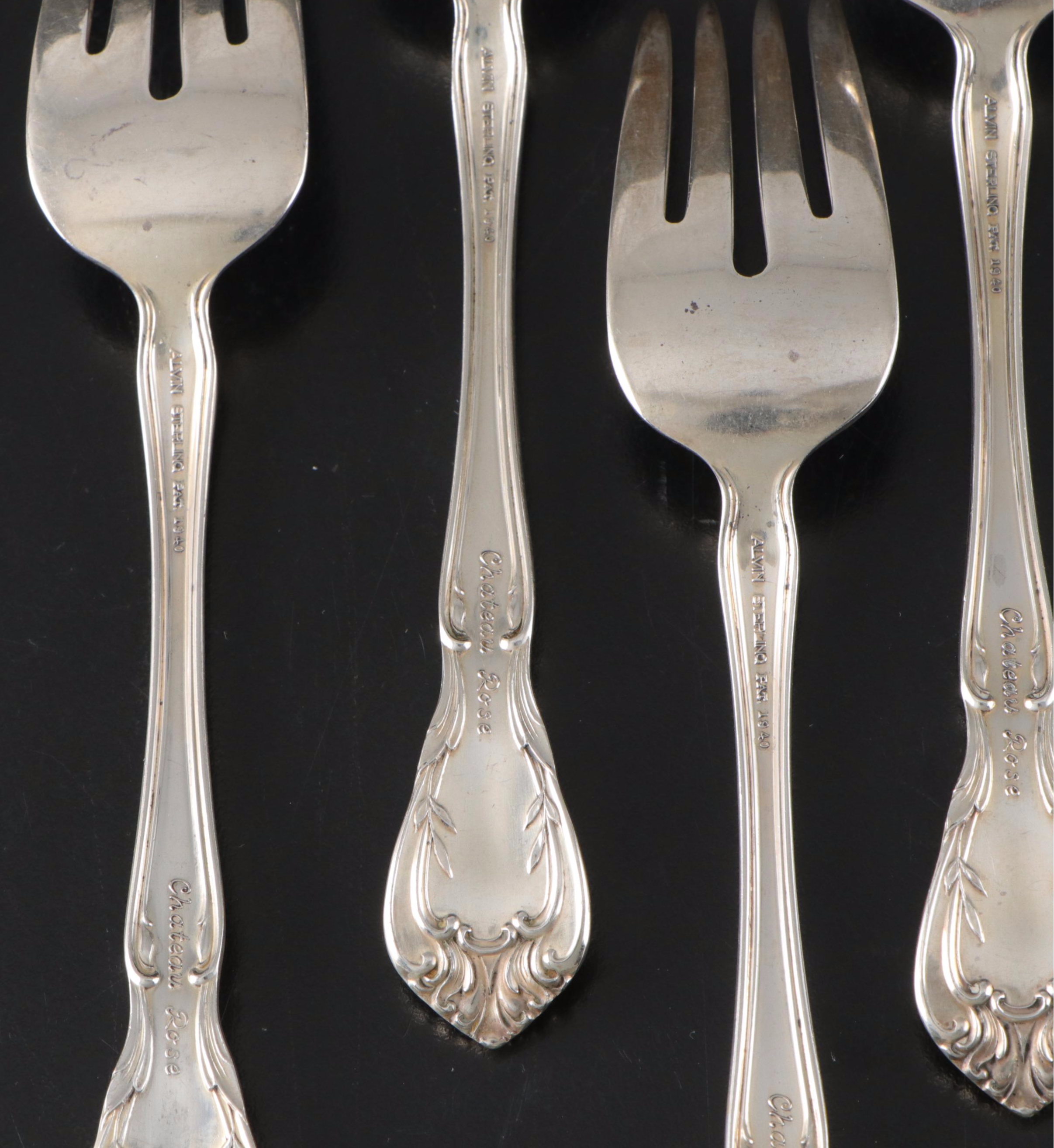 Alvin "Chateau Rose" Sterling Silver Flatware, Mid to Late 20th Century