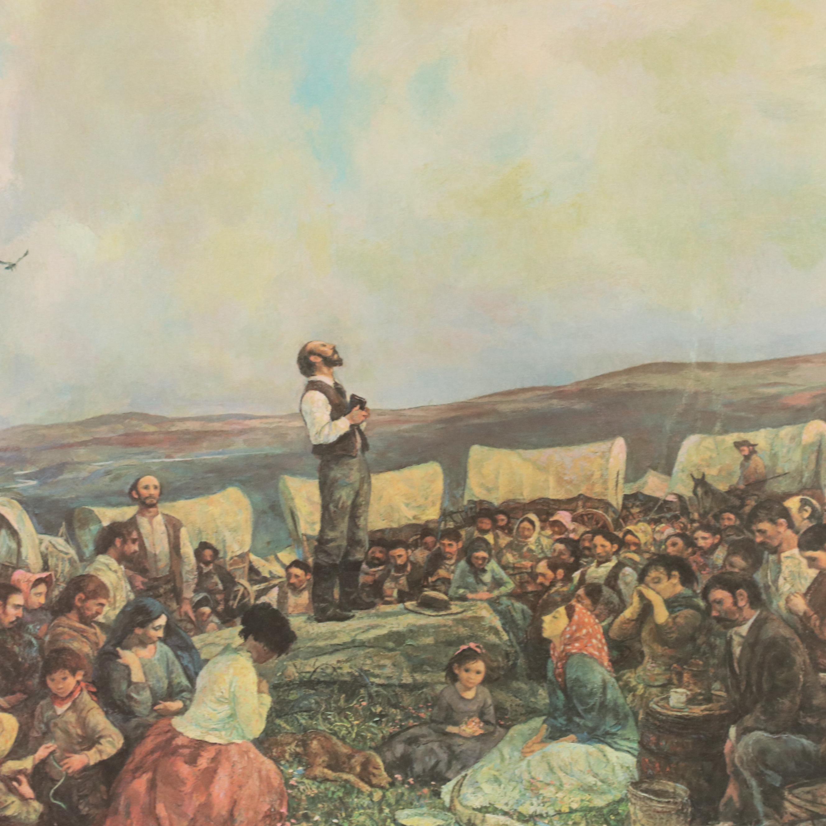 Ben Stahl Offset Lithograph "One Sunday Morning On The Oregon Trail"