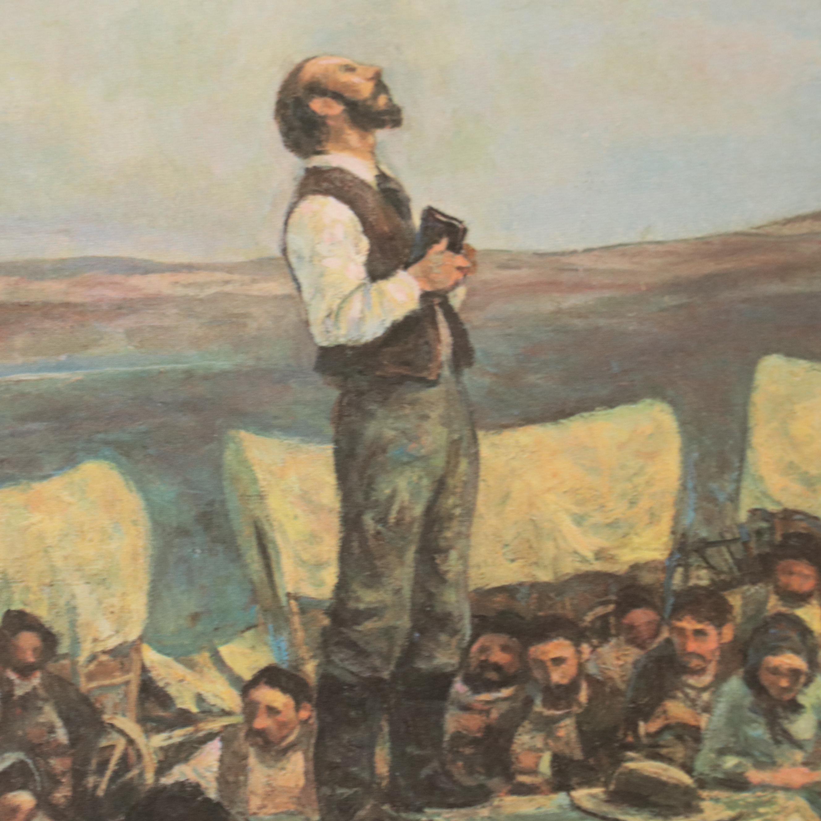 Ben Stahl Offset Lithograph "One Sunday Morning On The Oregon Trail"