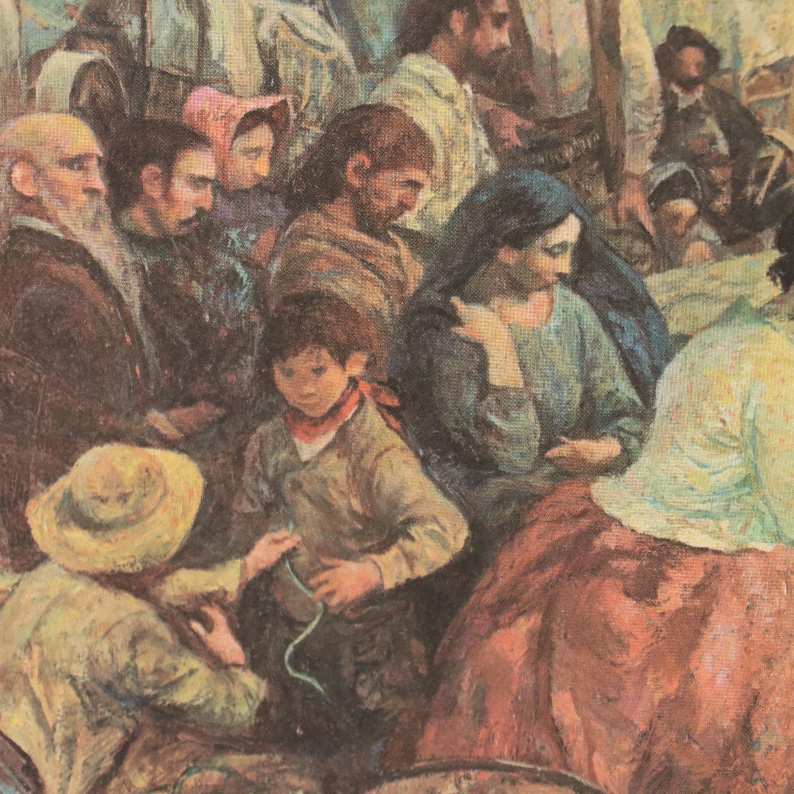 Ben Stahl Offset Lithograph "One Sunday Morning On The Oregon Trail"