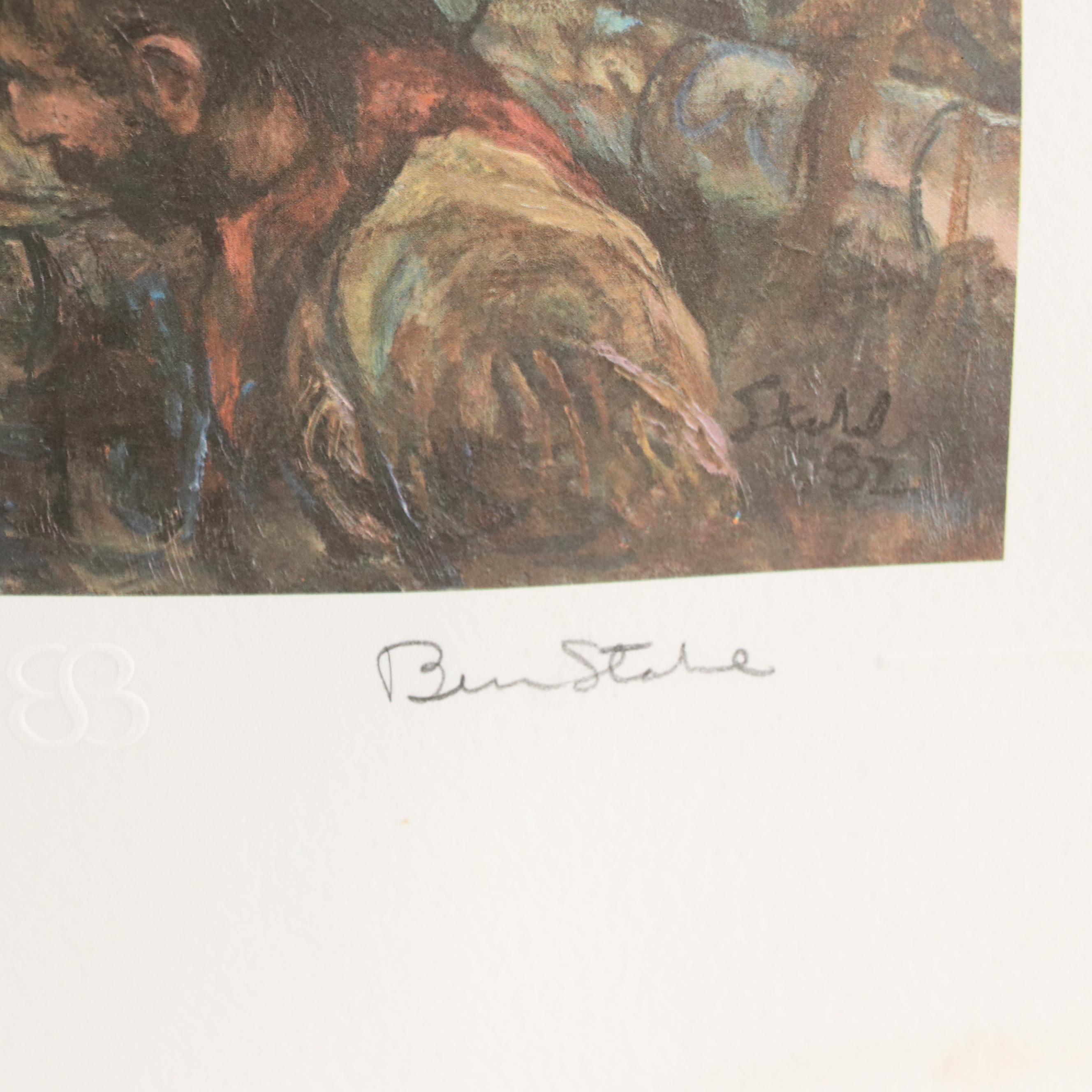 Ben Stahl Offset Lithograph "One Sunday Morning On The Oregon Trail"