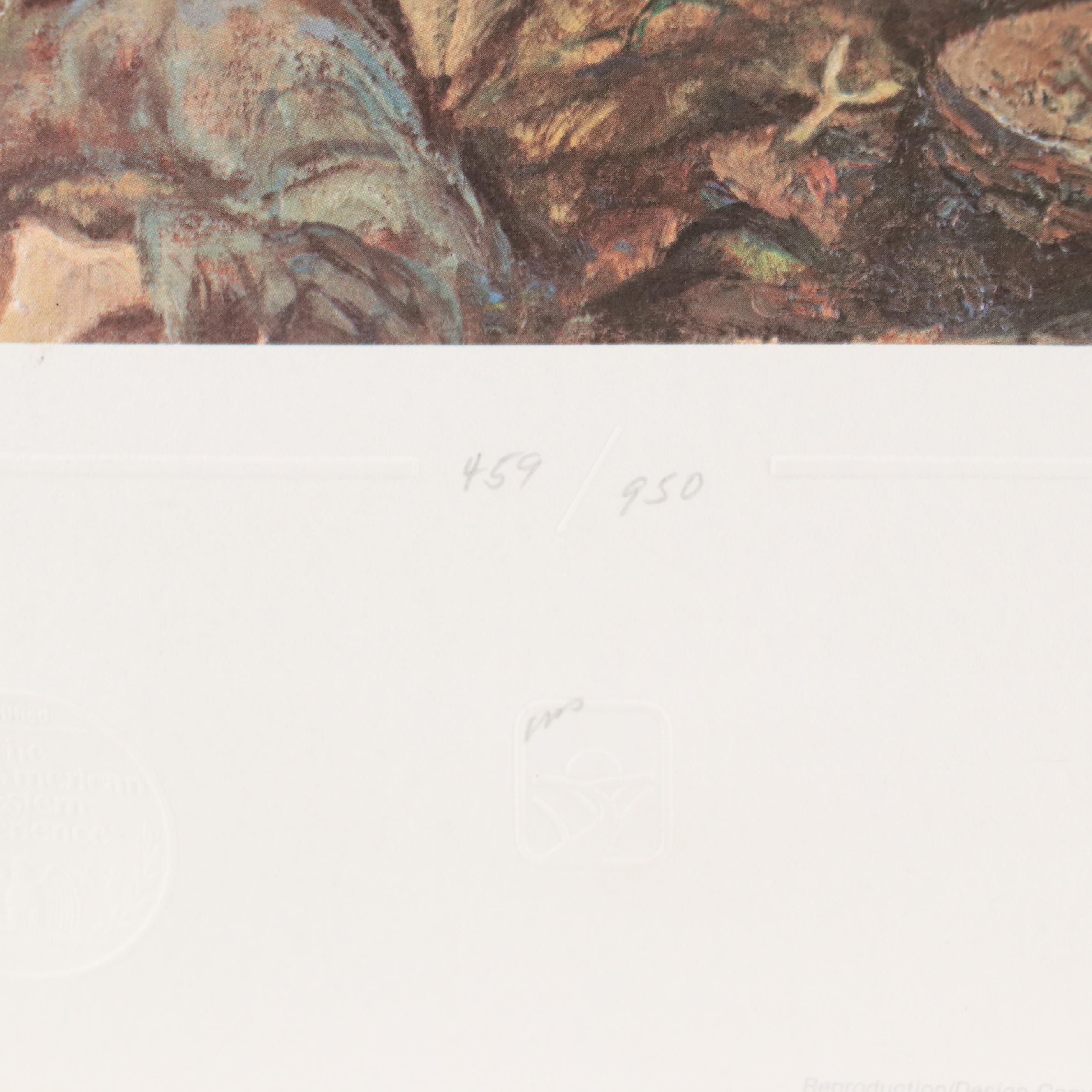 Ben Stahl Offset Lithograph "One Sunday Morning On The Oregon Trail"