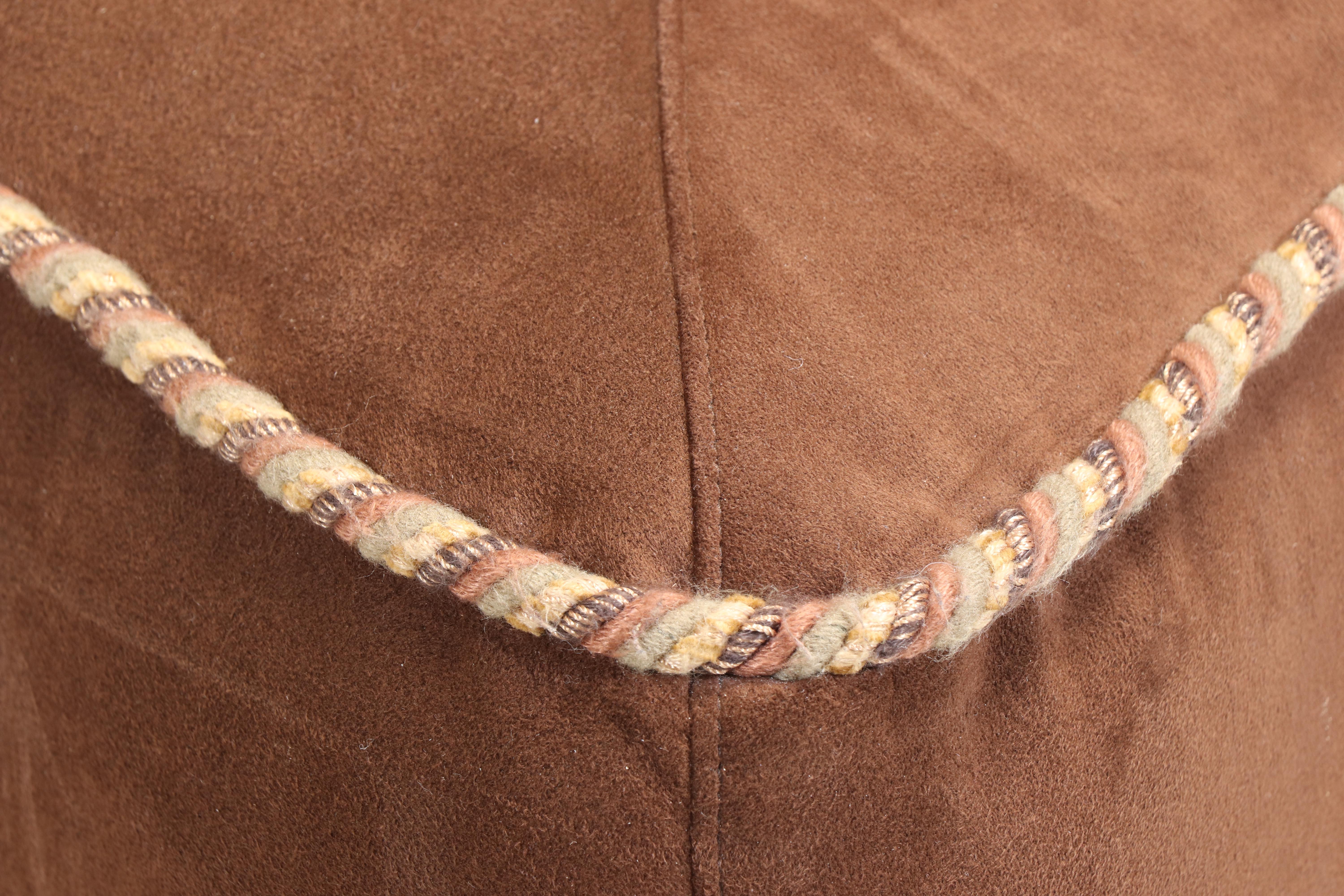 Pearson Custom-Upholstered Serpentine Cocktail Ottoman with Bullion Fringe