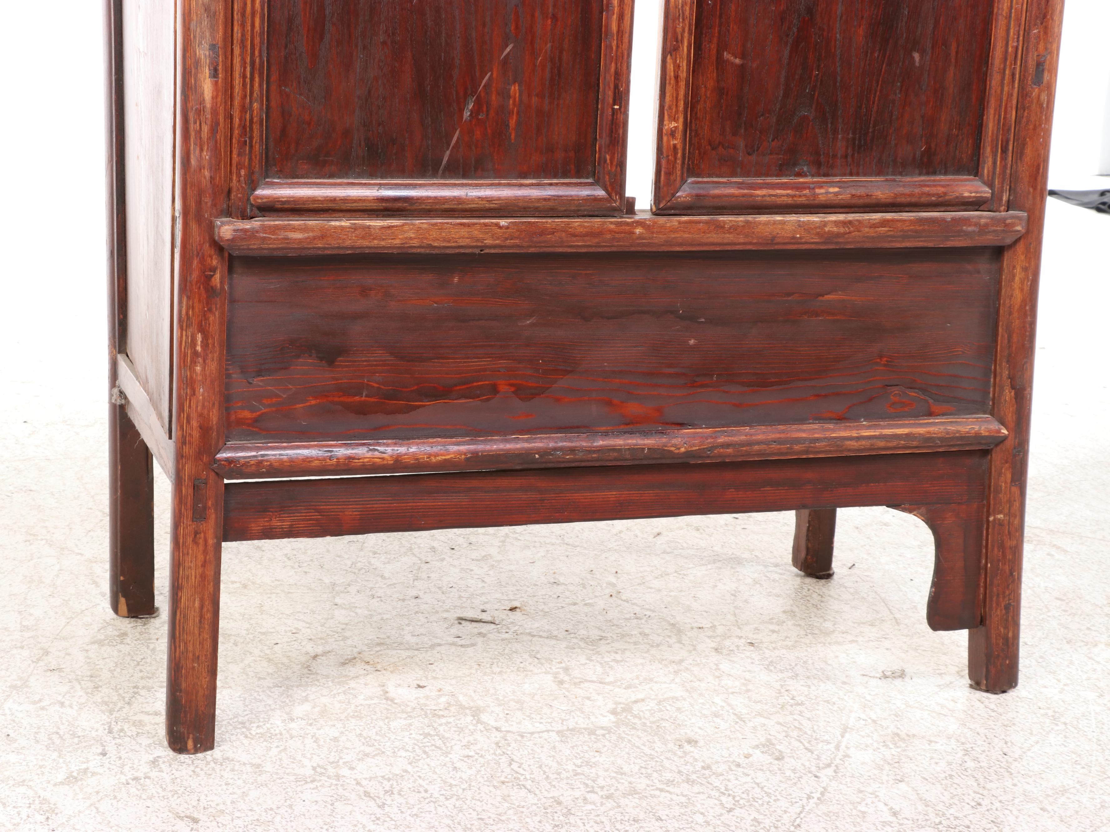 Chinese Elm and Pine Two-Door Cabinet