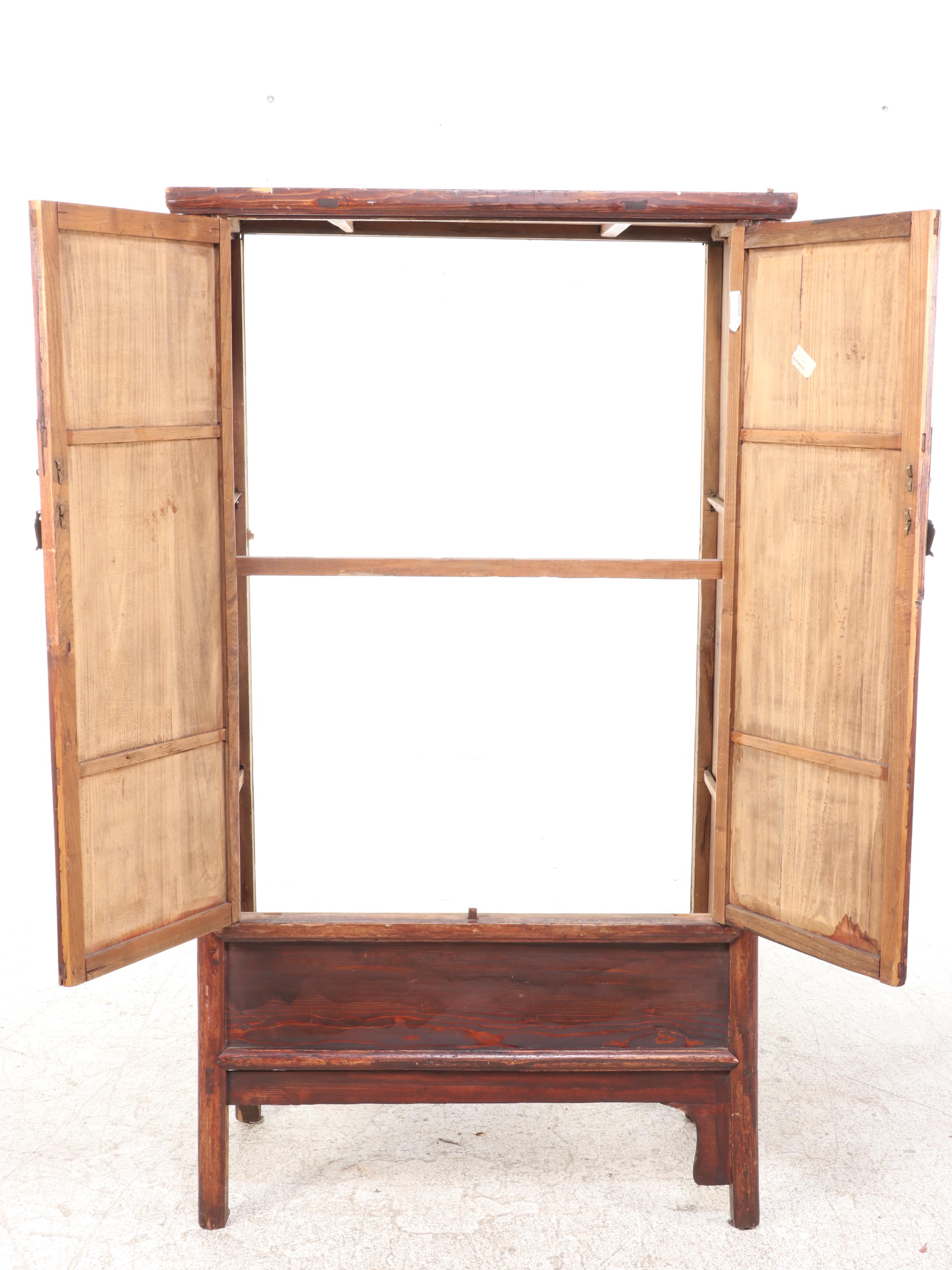 Chinese Elm and Pine Two-Door Cabinet