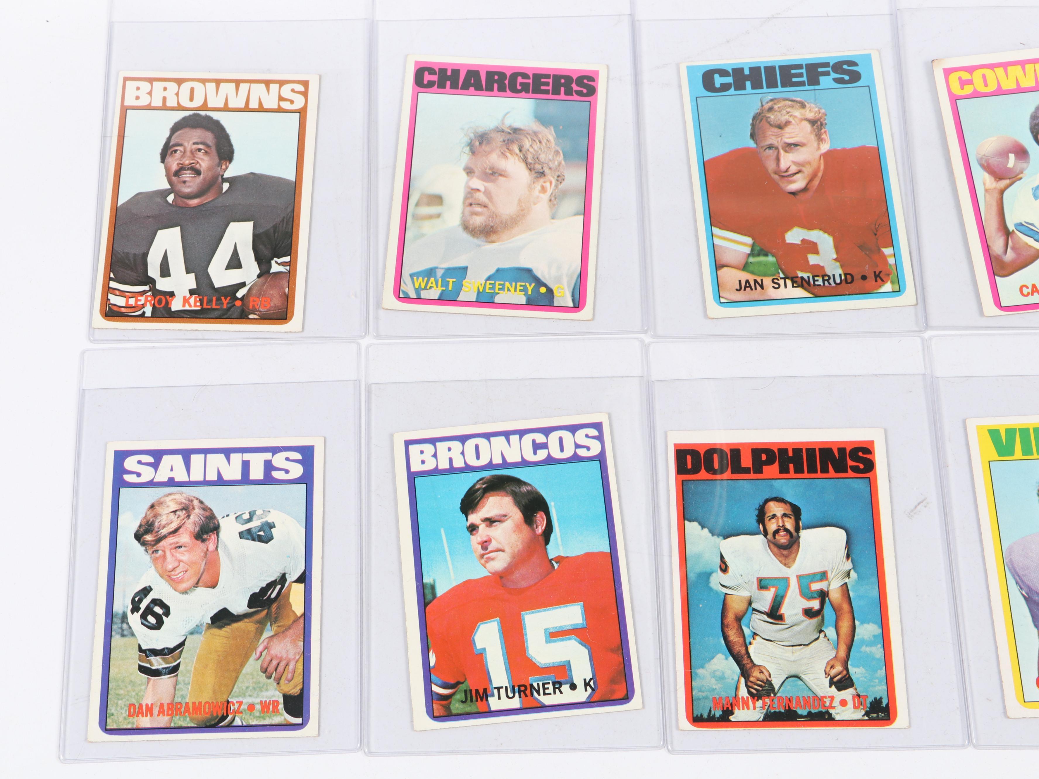 1972 Topps Football Cards Featuring Simpson, Unitas, Griese, Joiner, and More