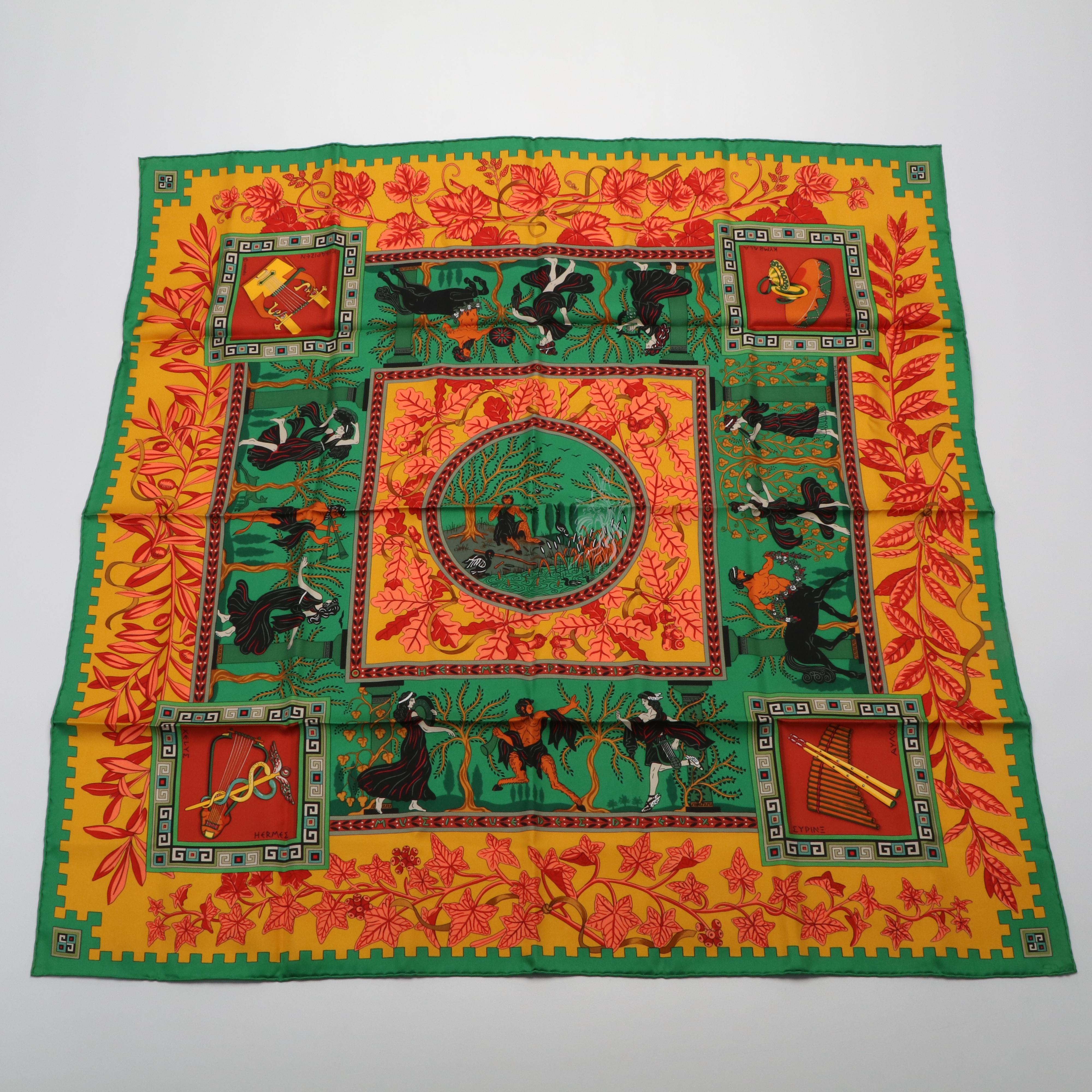 Hermès "Music of The Gods" Silk Twill Scarf 90
