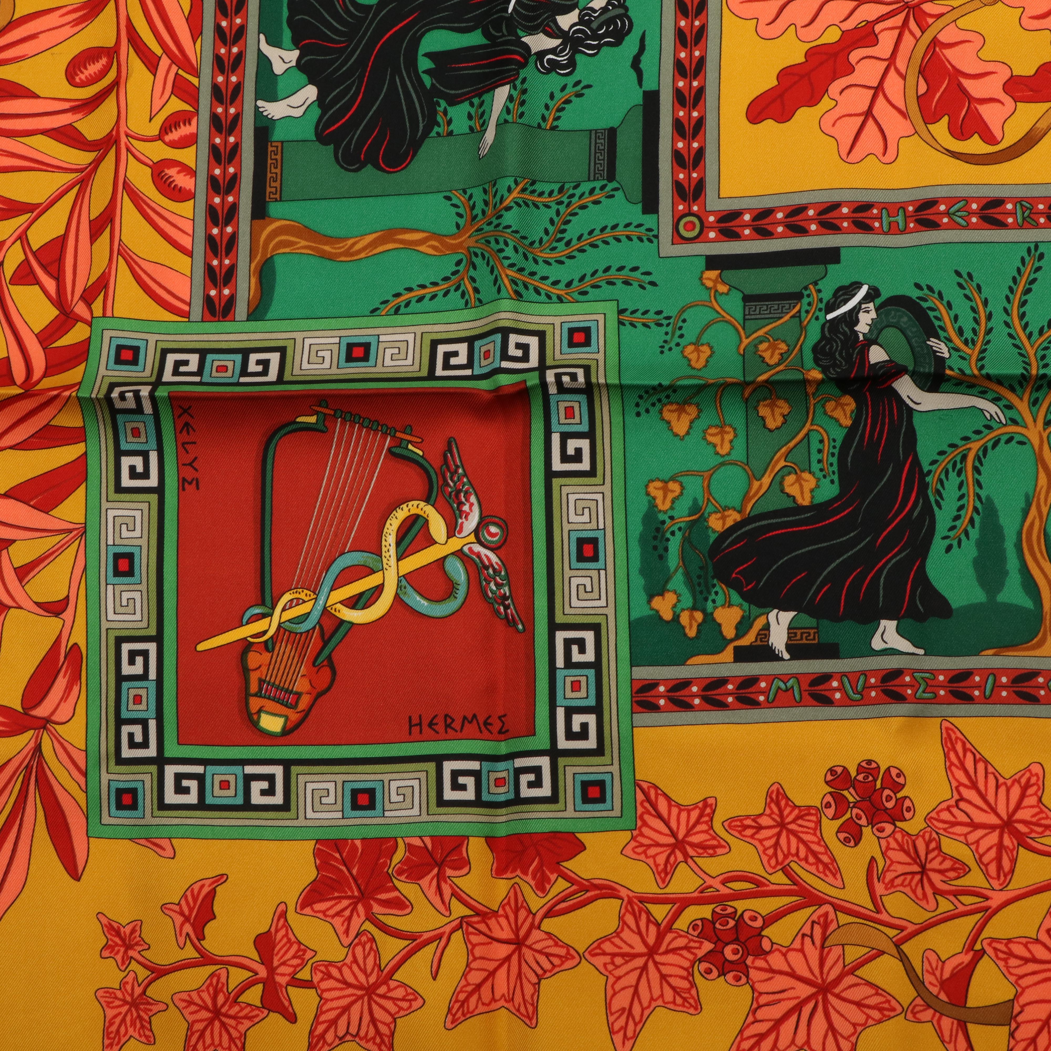 Hermès "Music of The Gods" Silk Twill Scarf 90
