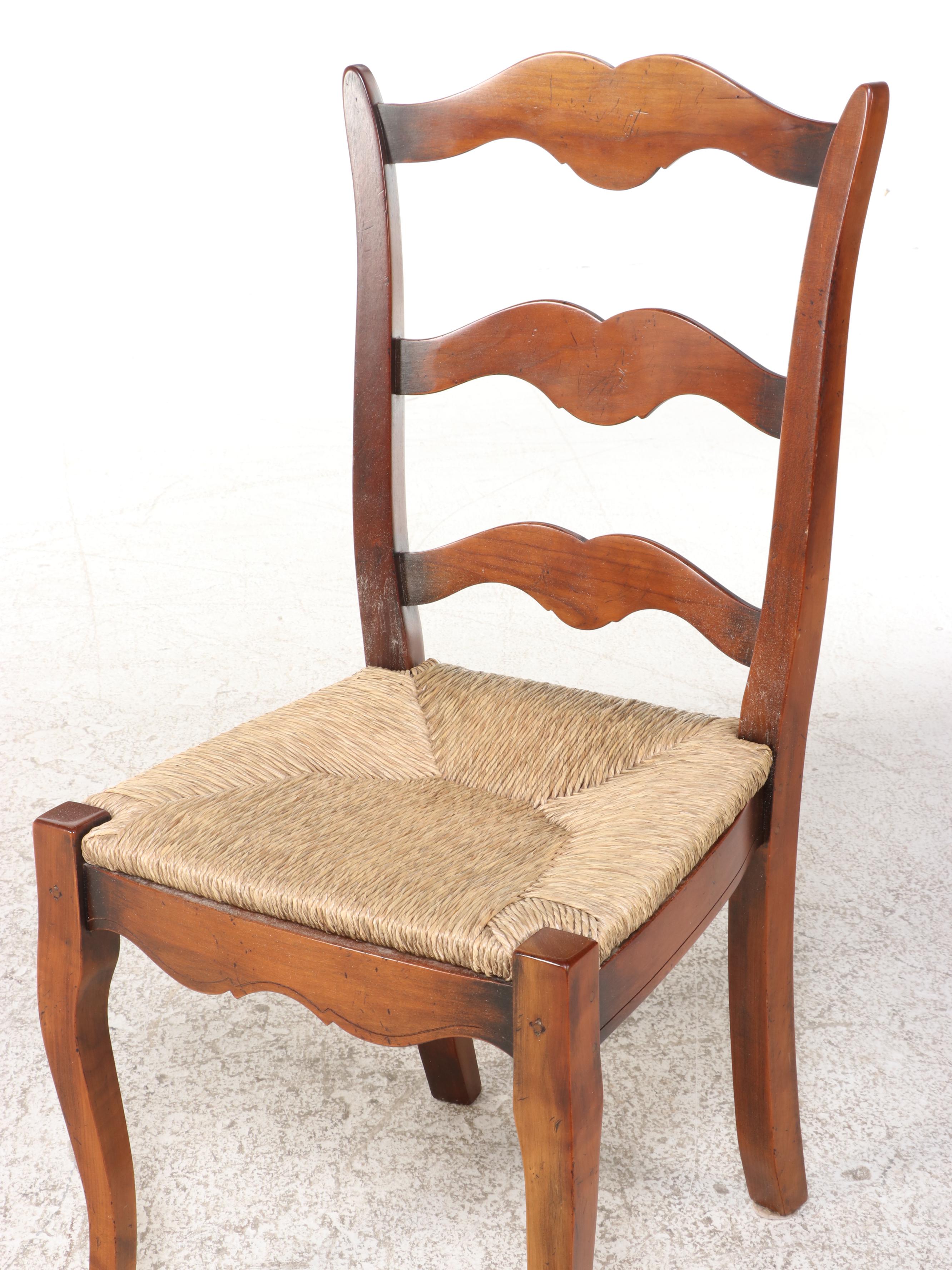 English Country Style Dining Table and Four Chairs with Rush Seats ...