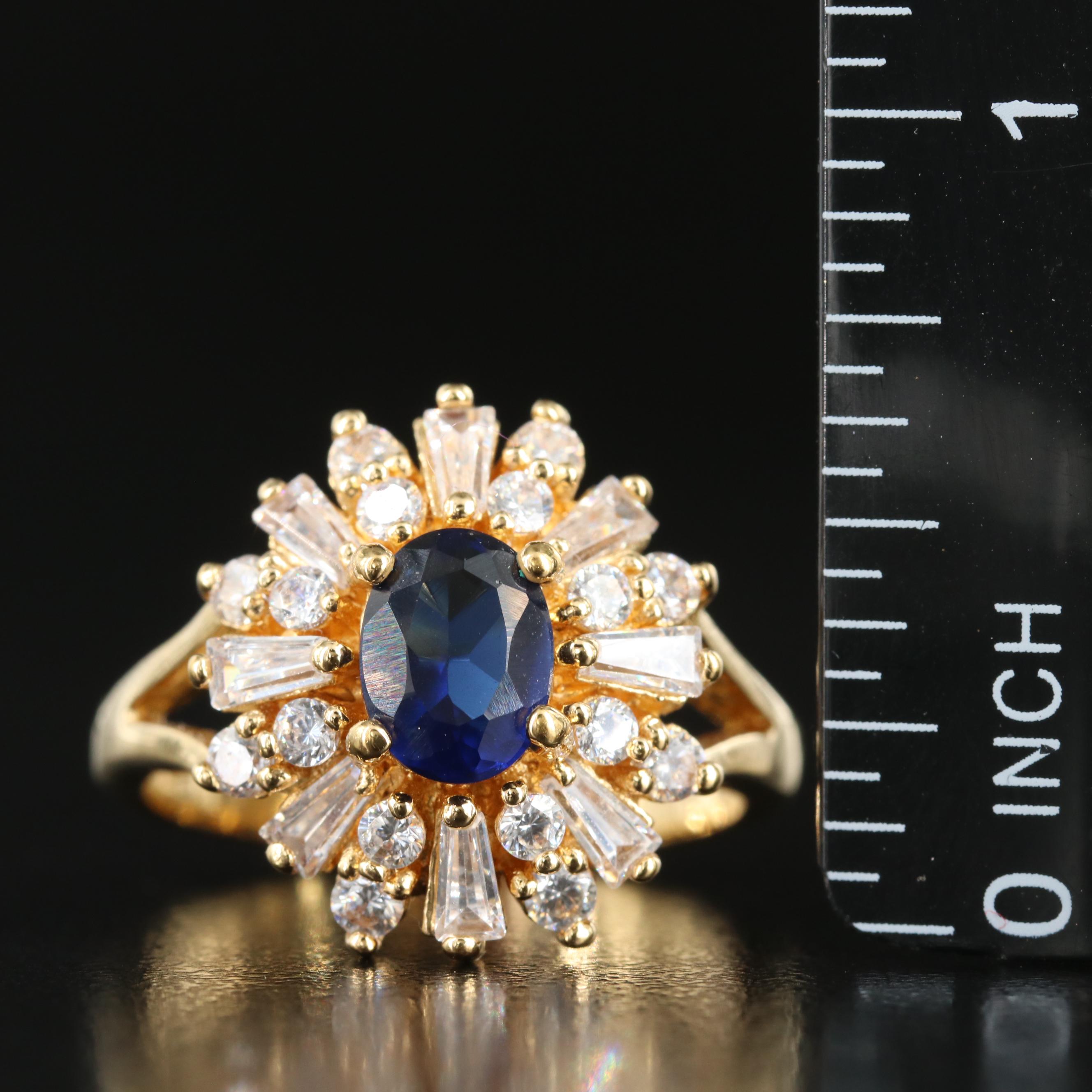 Jacqueline Kennedy Starry Night Simulated Sapphire and CZ Ring