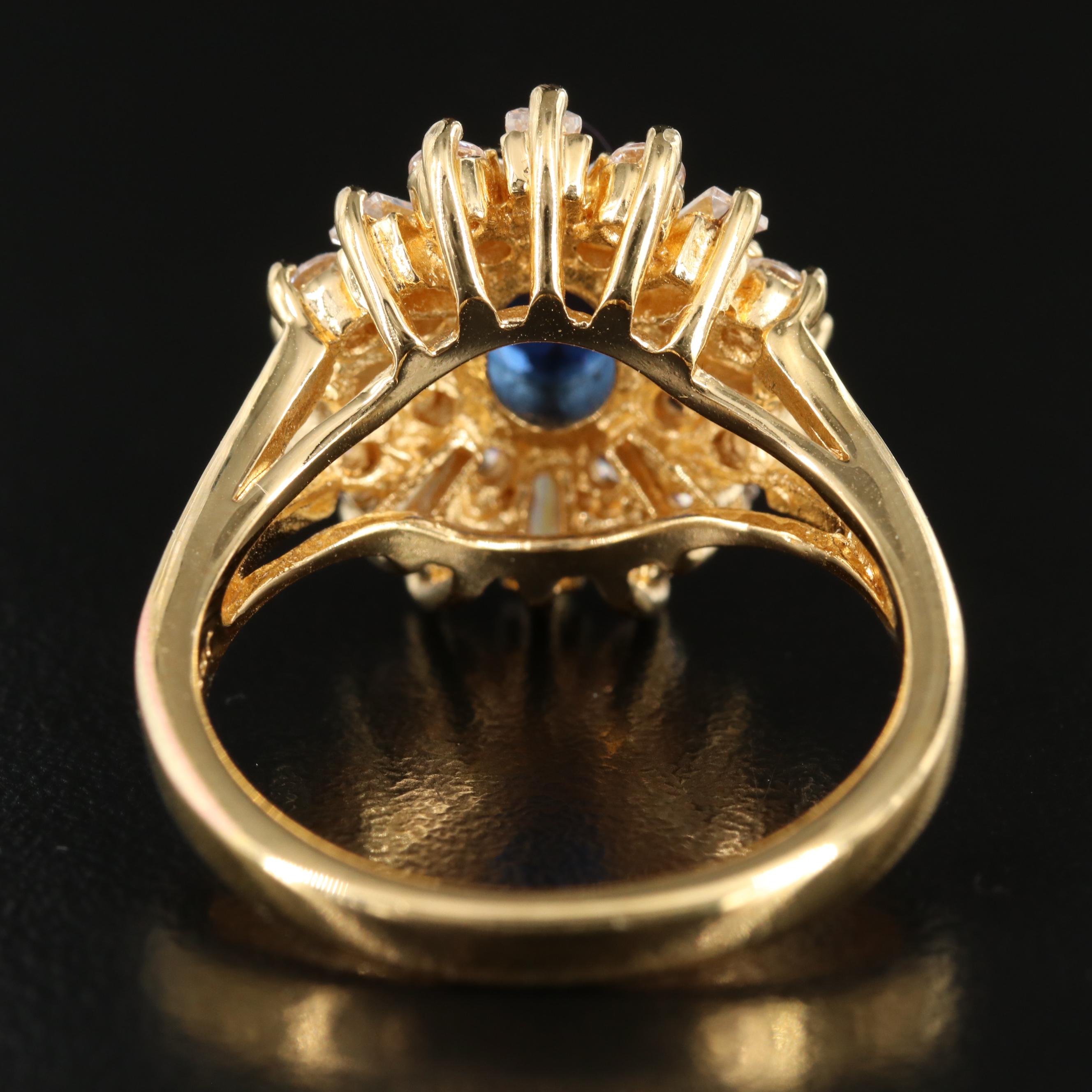 Jacqueline Kennedy Starry Night Simulated Sapphire and CZ Ring