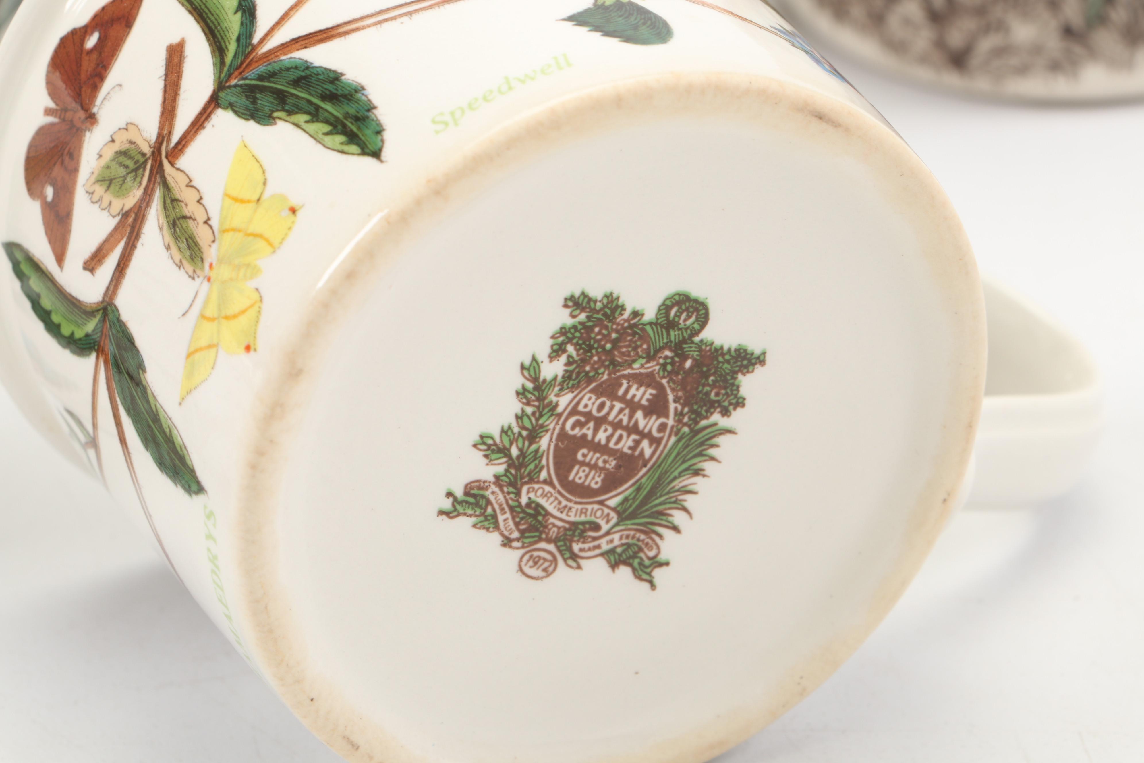 Portmeirion "Botanic Garden" Cups and Saucers with Johnson Bros "Partridge" Mug