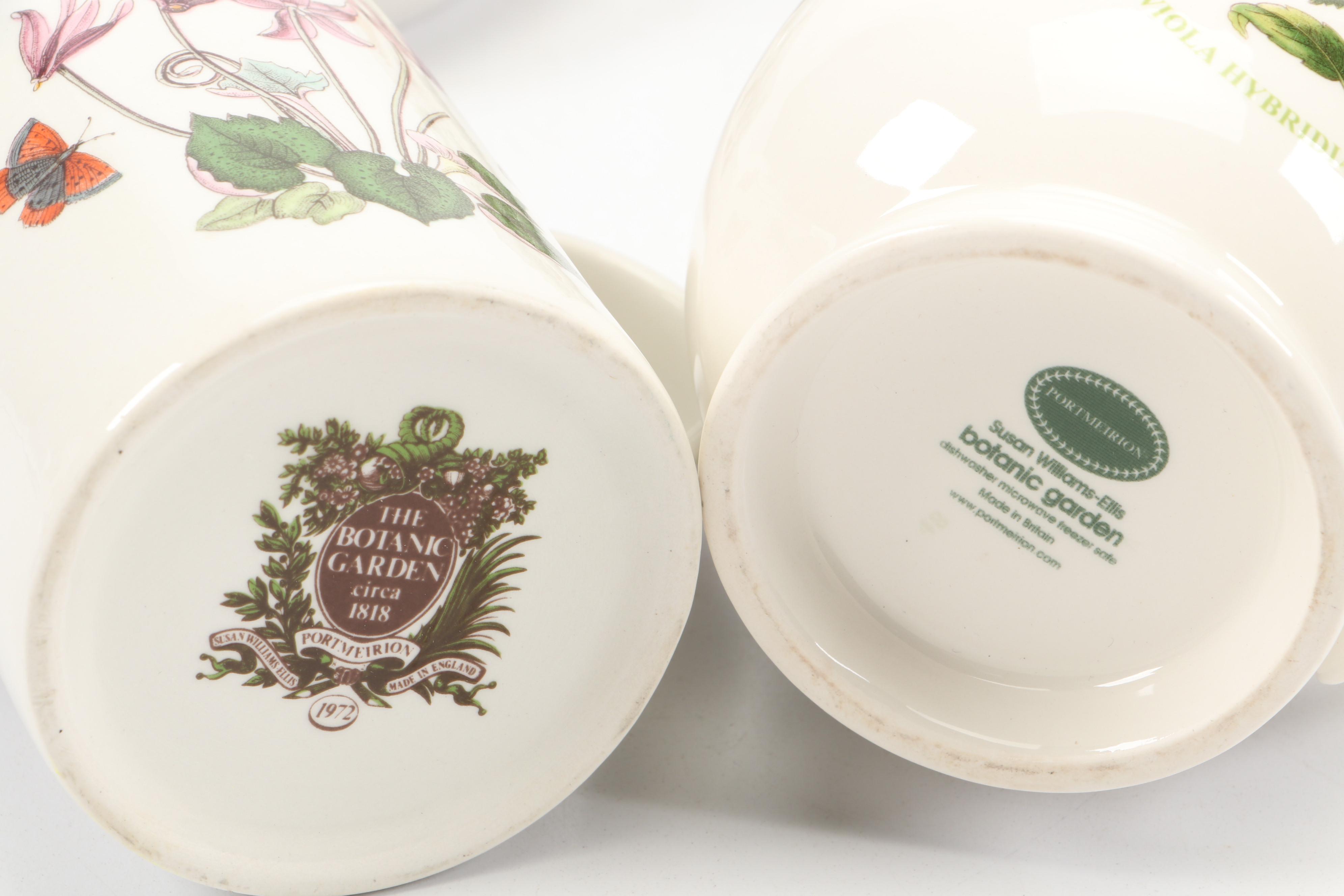 Portmeirion "Botanic Garden" Cups and Saucers with Johnson Bros "Partridge" Mug