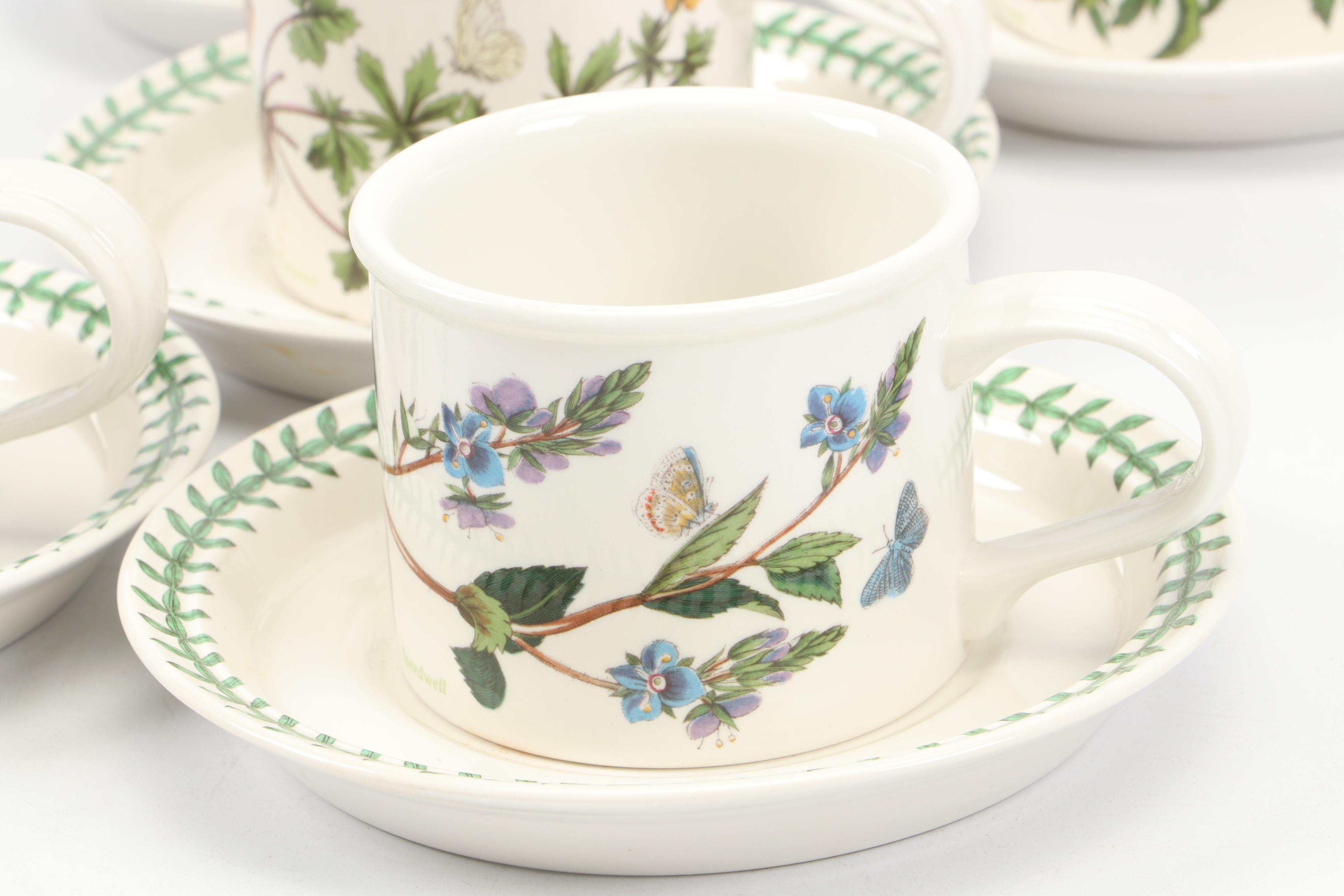 Portmeirion "Botanic Garden" Cups and Saucers with Johnson Bros "Partridge" Mug