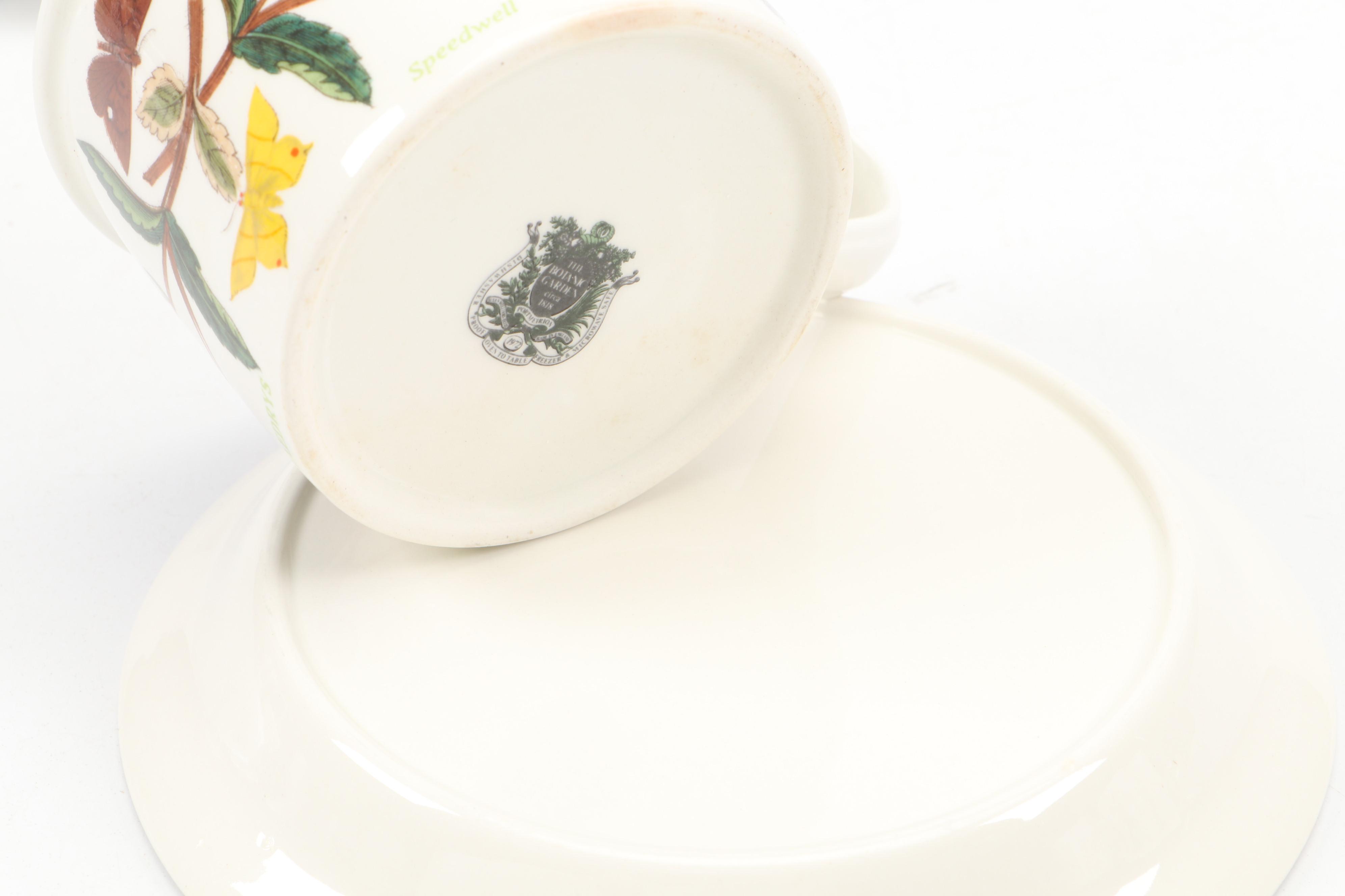 Portmeirion "Botanic Garden" Cups and Saucers with Johnson Bros "Partridge" Mug