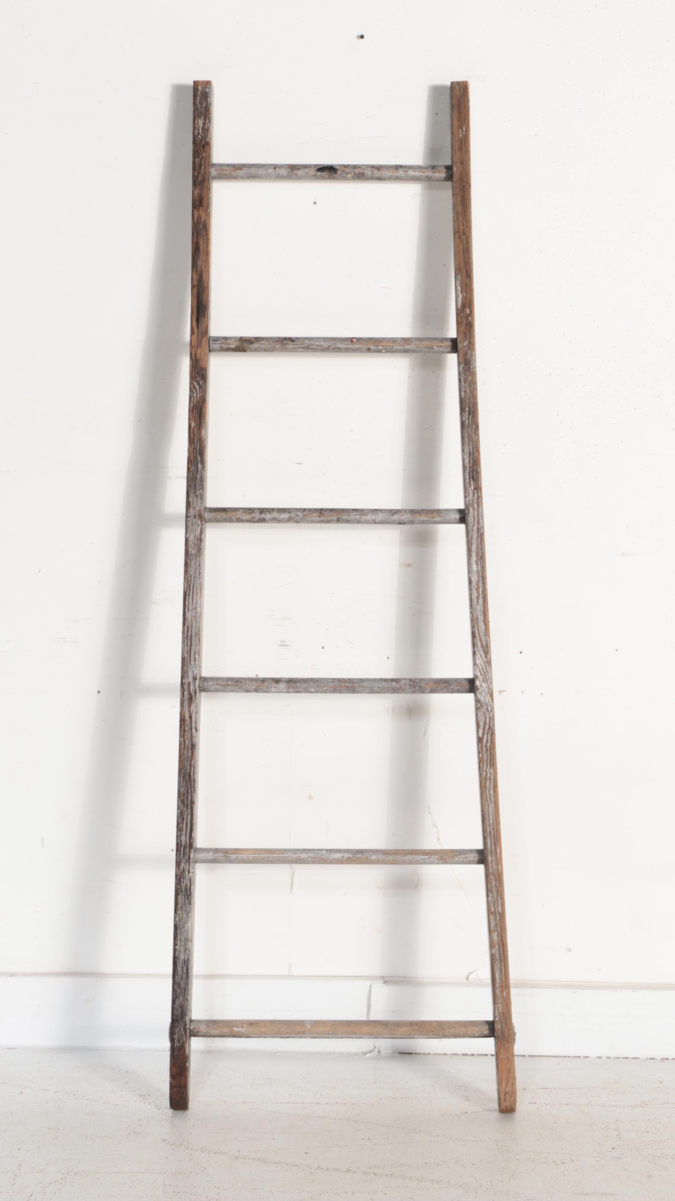 Primitive Wooden Ladder and Paddle with Wall Mounts