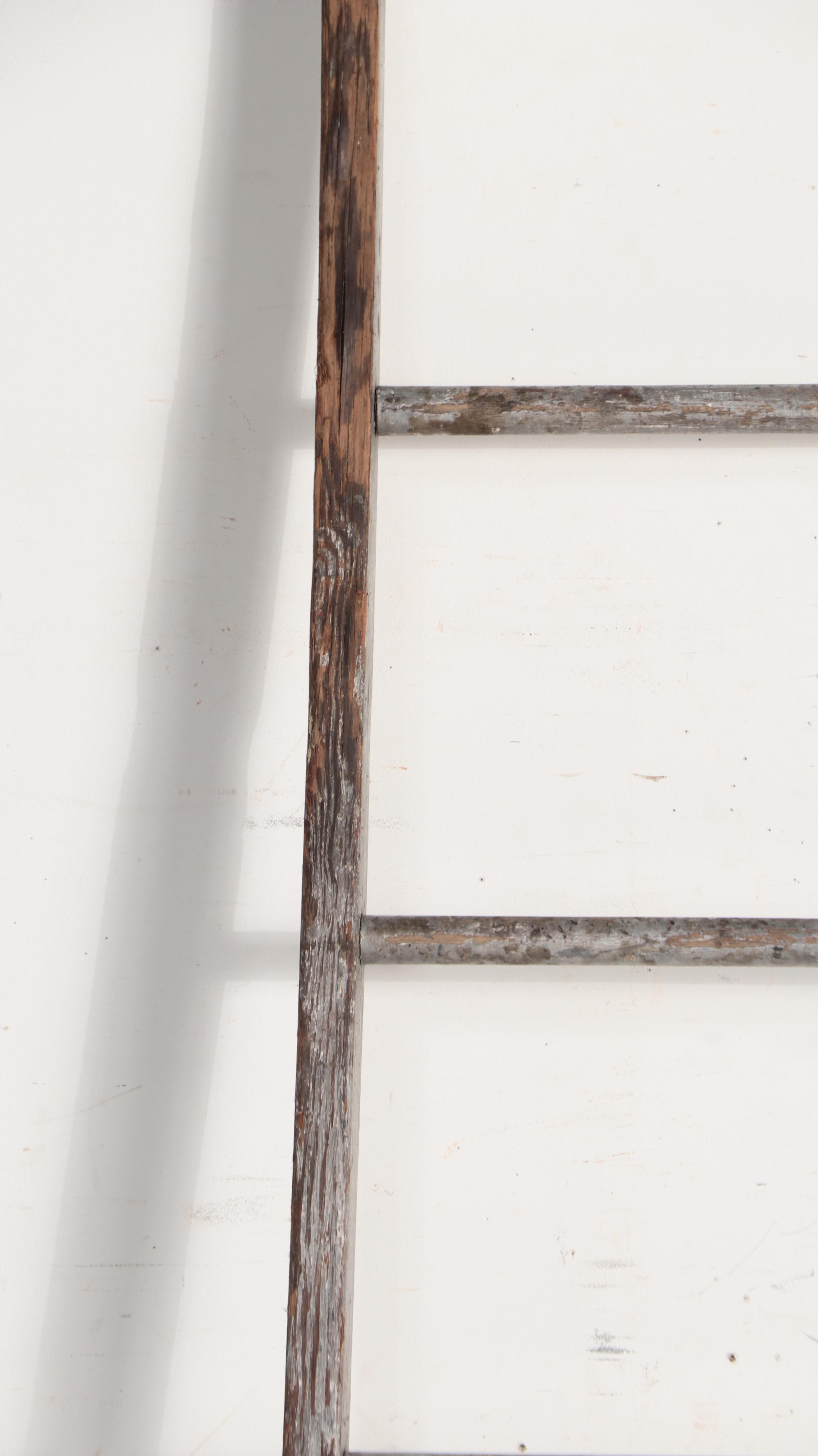 Primitive Wooden Ladder and Paddle with Wall Mounts