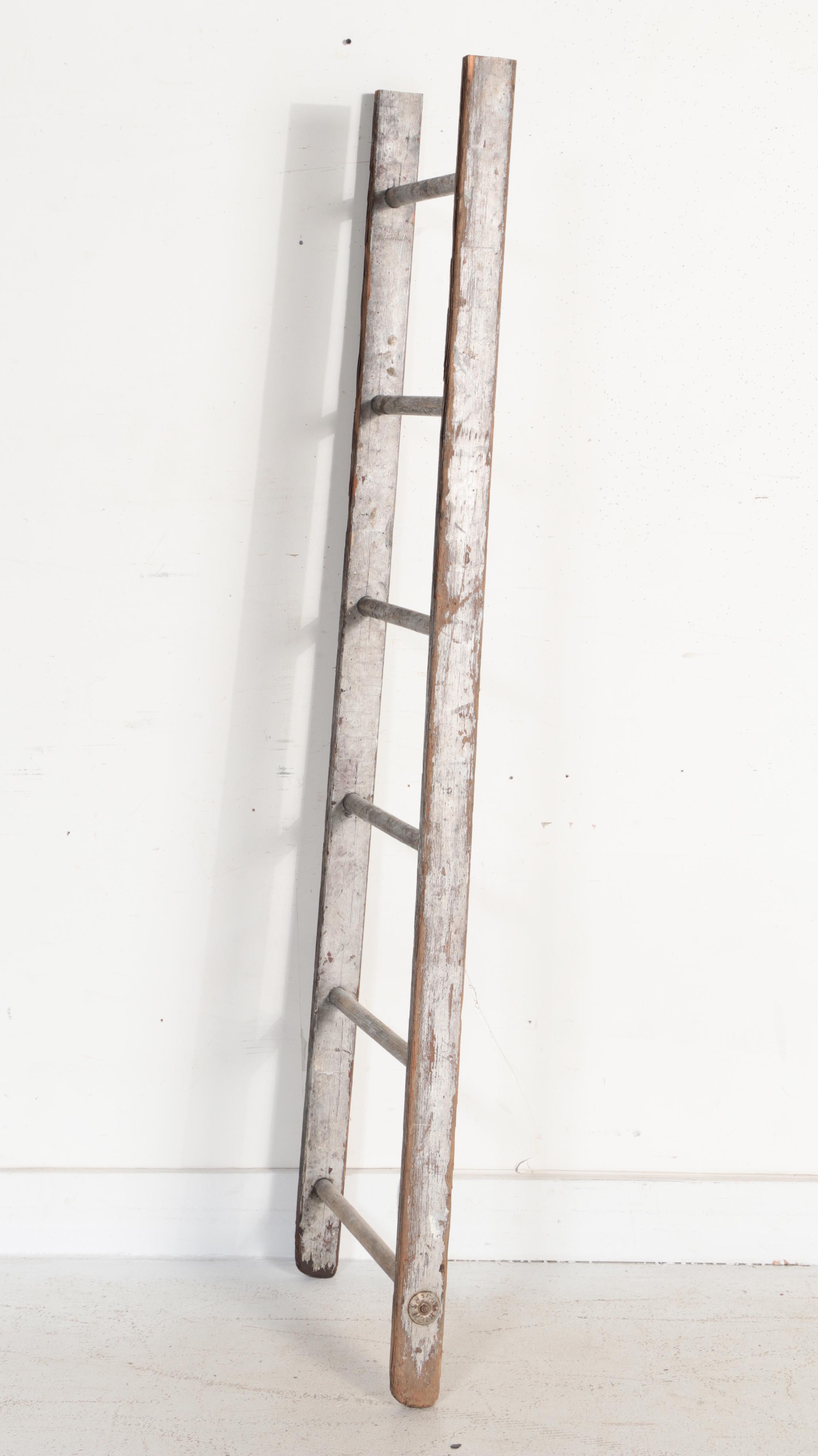 Primitive Wooden Ladder and Paddle with Wall Mounts