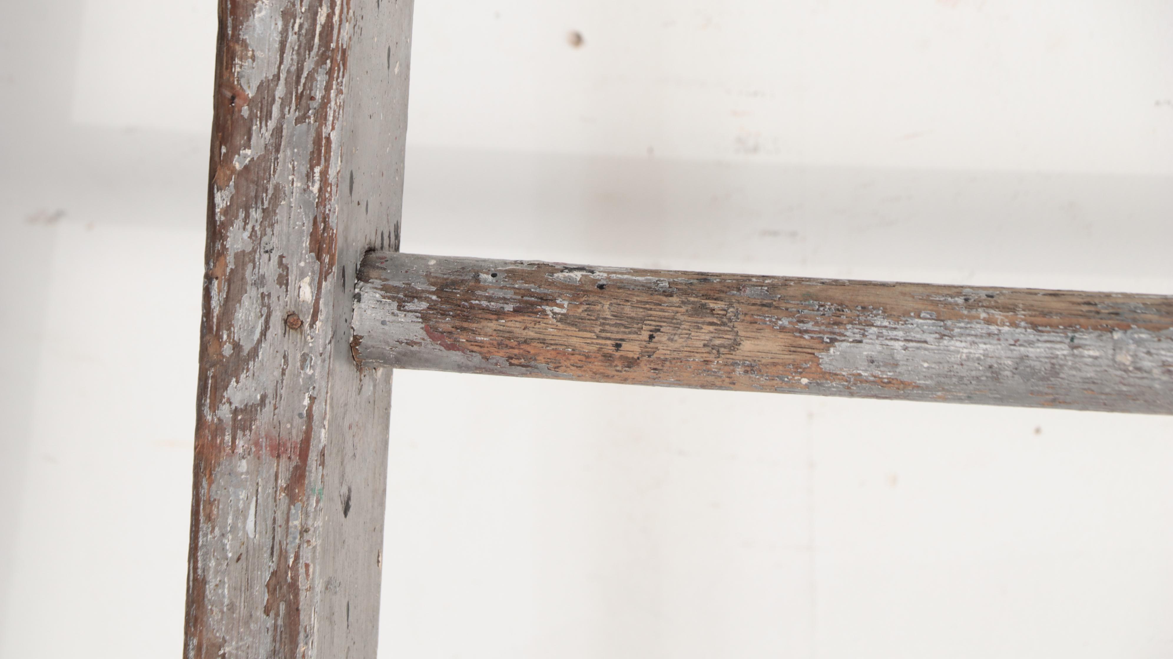 Primitive Wooden Ladder and Paddle with Wall Mounts