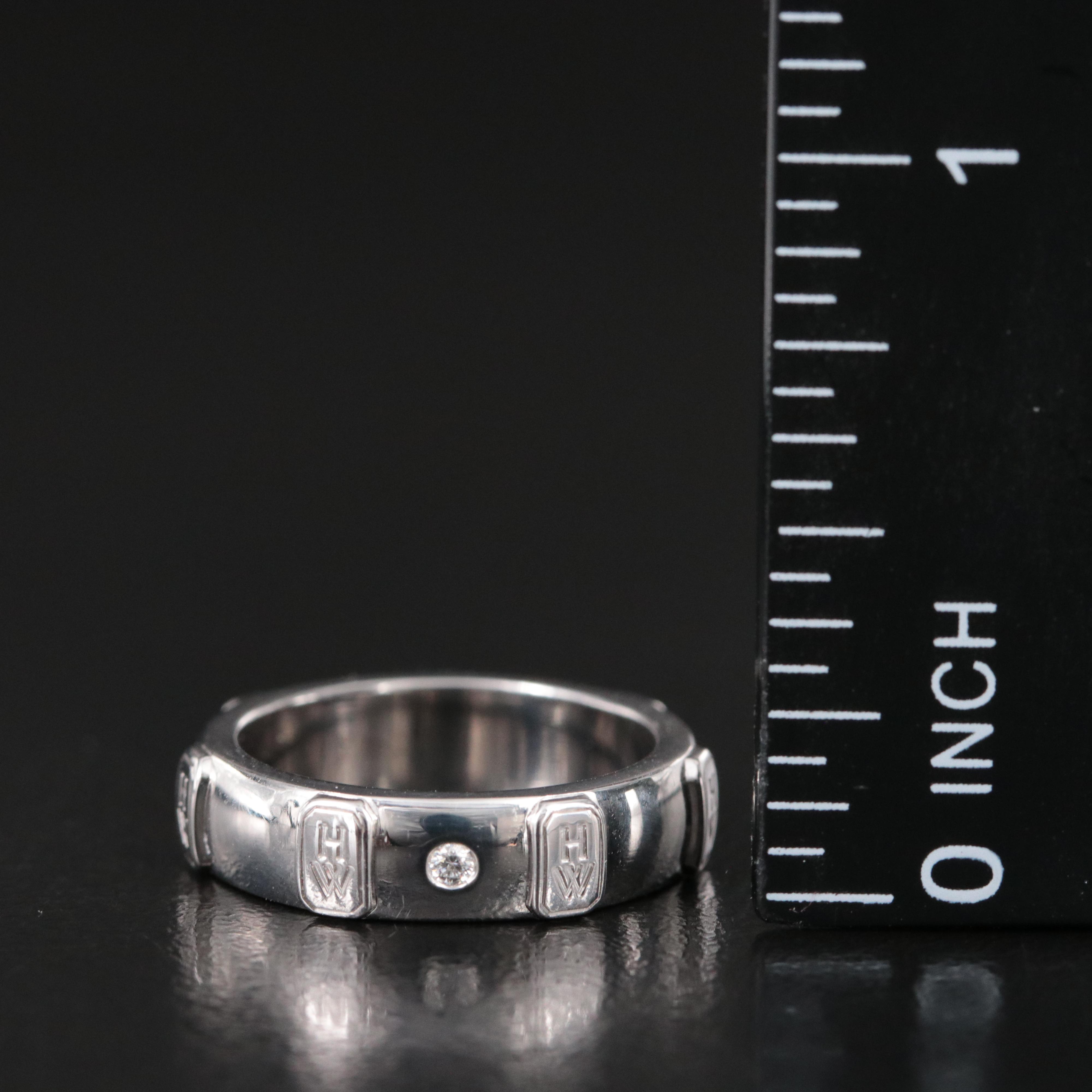 Harry Winston HW Logo 18K Ring with Diamond Accent