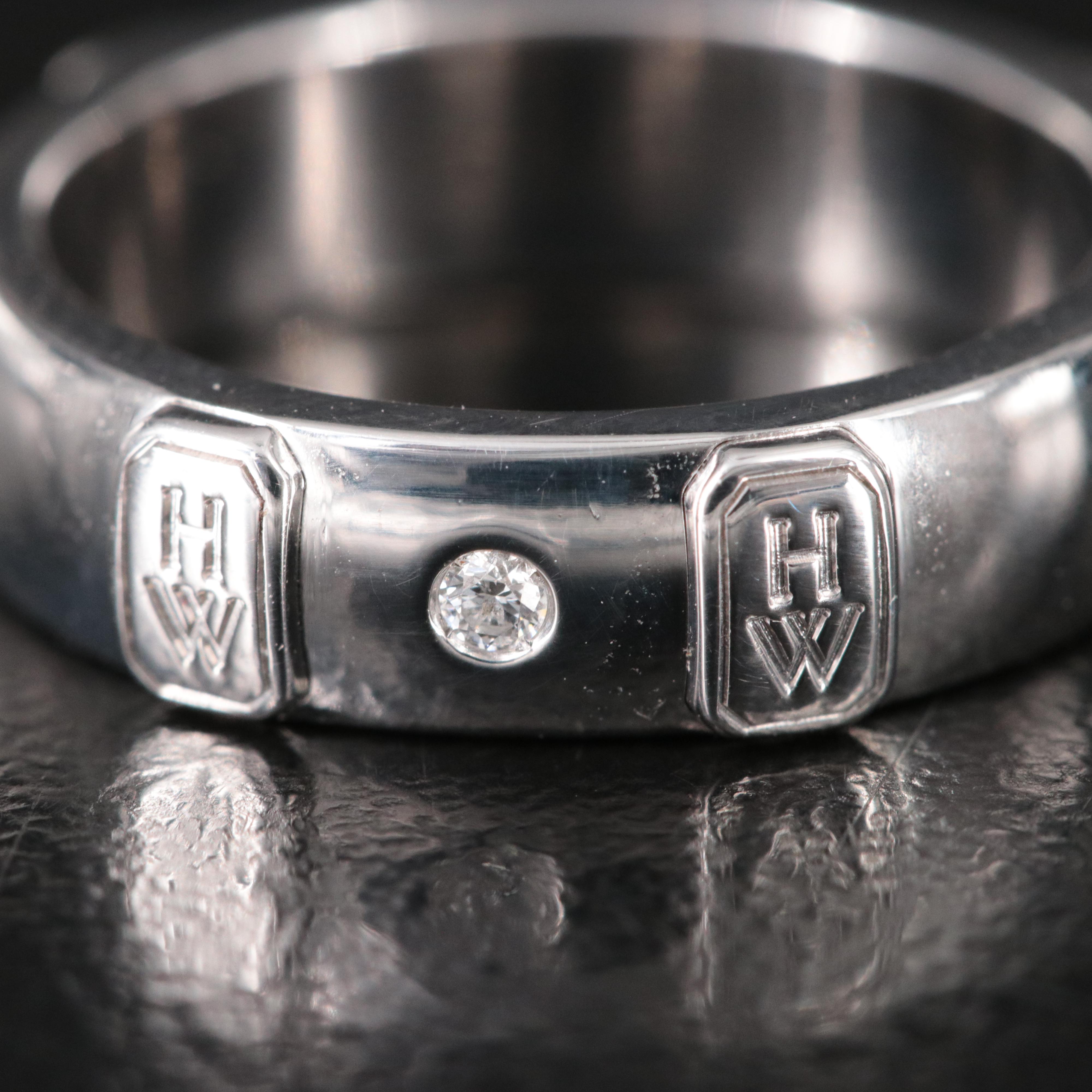 Harry Winston HW Logo 18K Ring with Diamond Accent