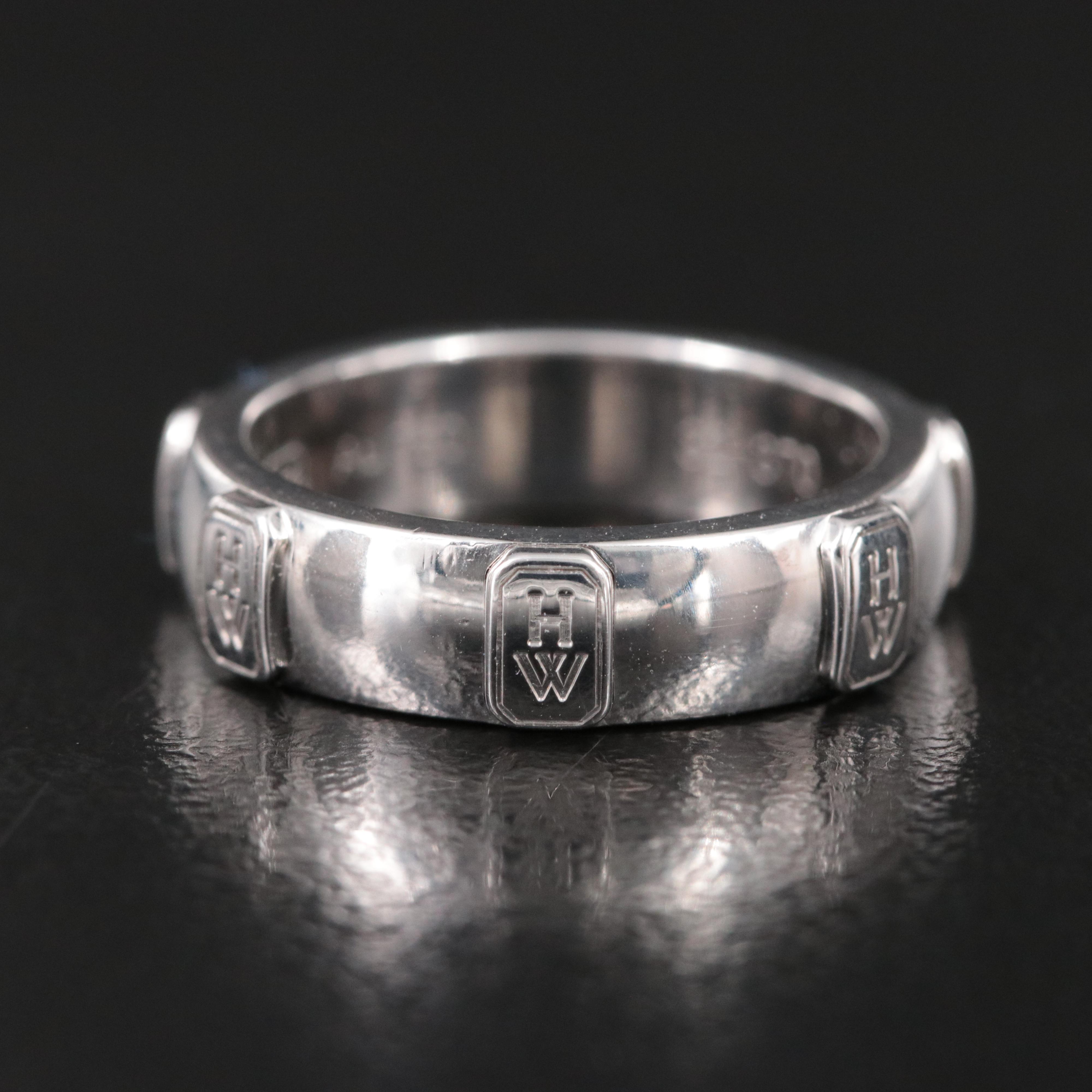 Harry Winston HW Logo 18K Ring with Diamond Accent