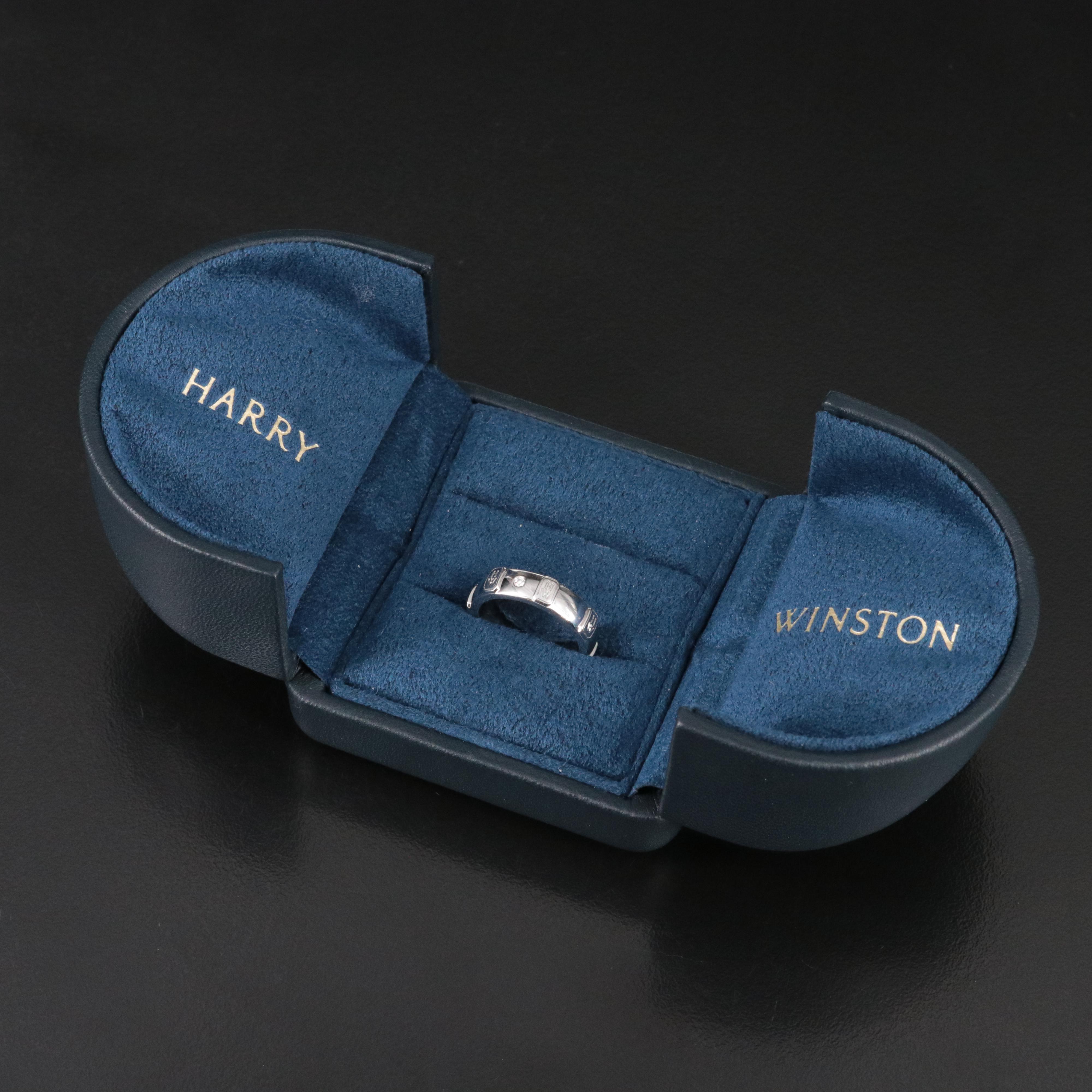 Harry Winston HW Logo 18K Ring with Diamond Accent