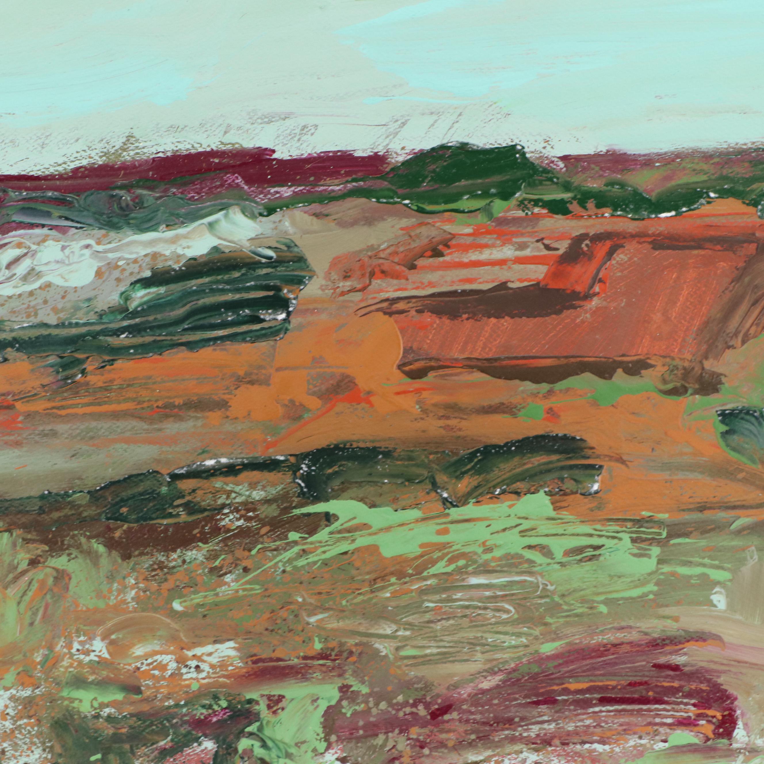 Harry Hilson Modern Landscape Acrylic Painting, Late 20th Century