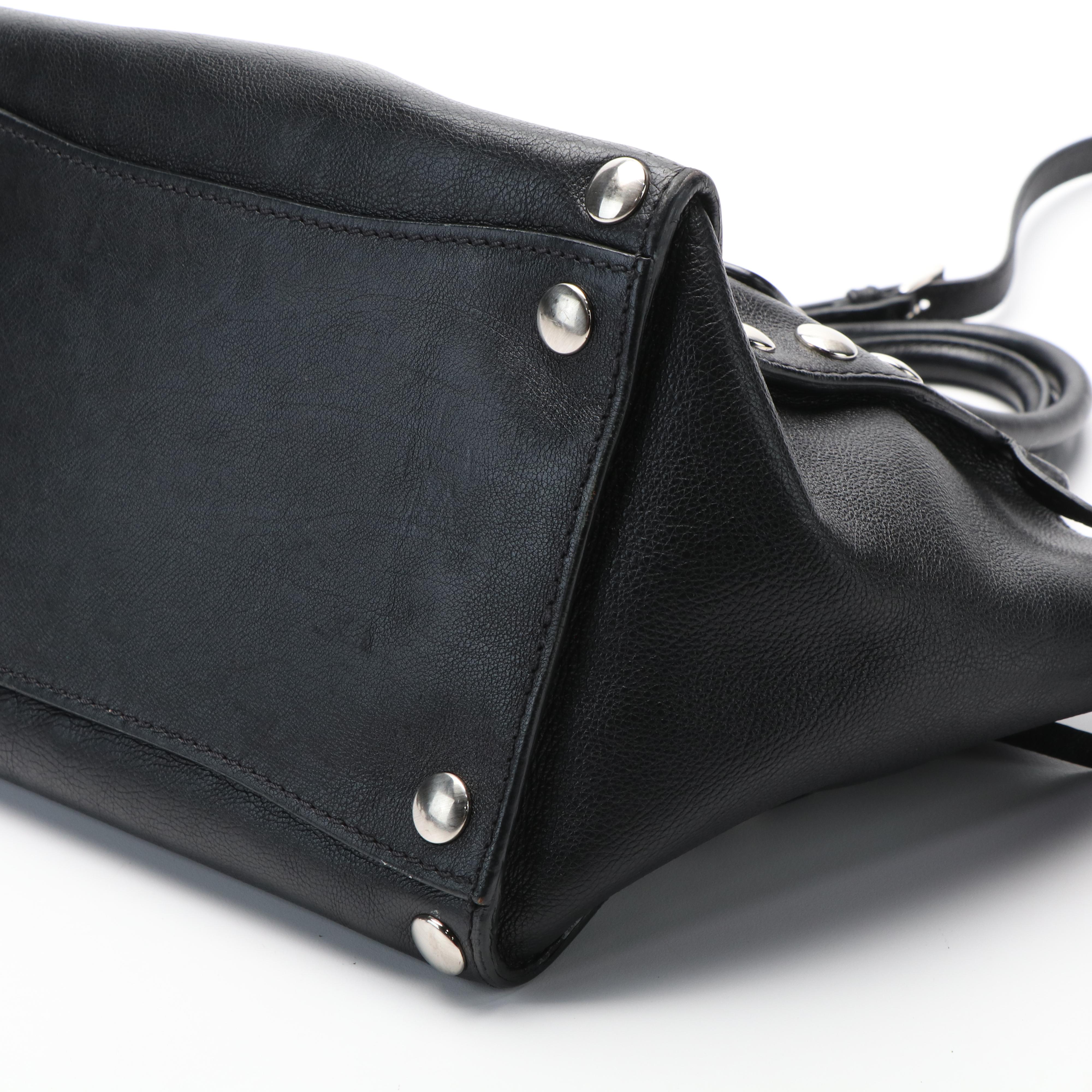 Prada Twin Pocket Shoulder Tote in Studded Glacé Calfskin Leather