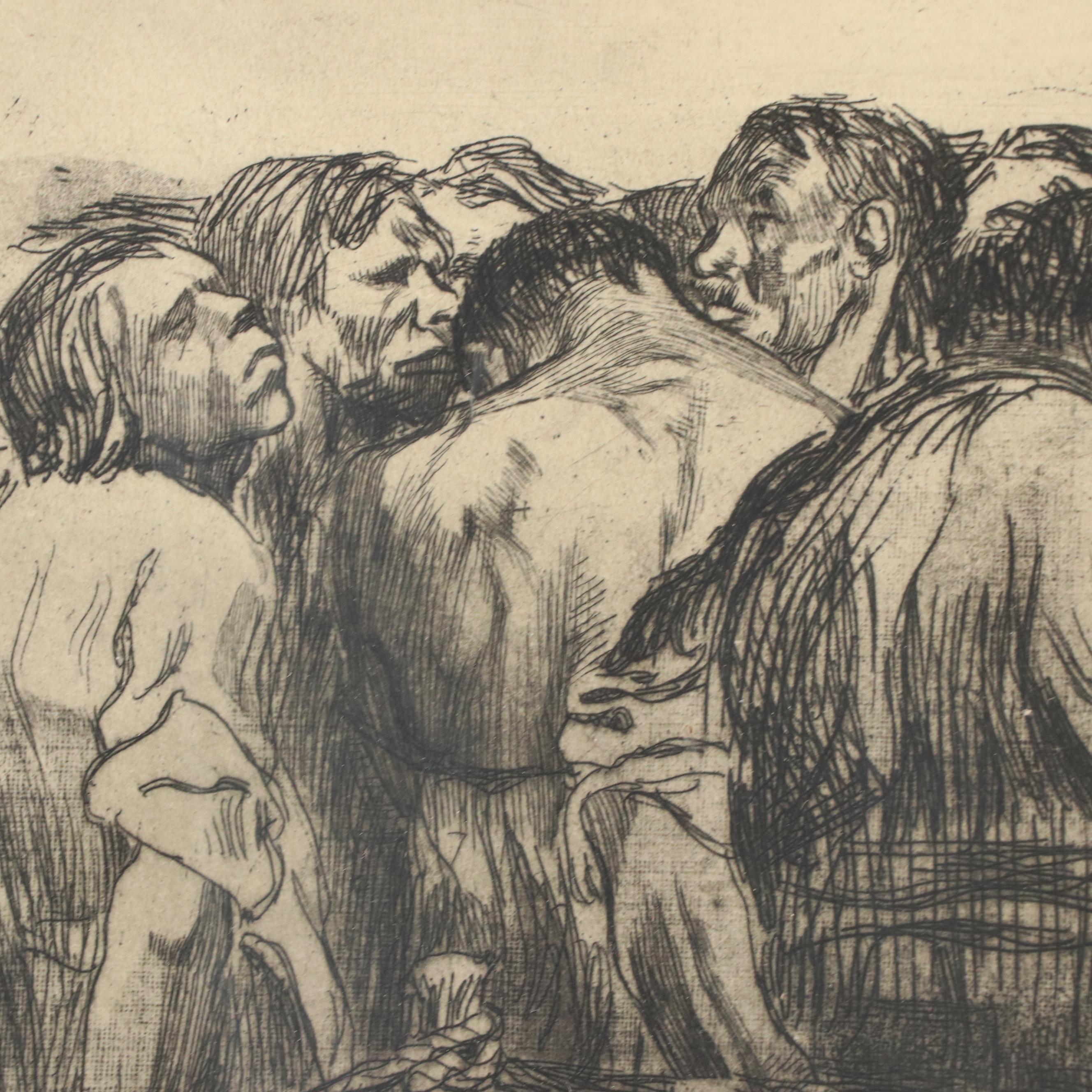 Käthe Kollwitz Etching "The Prisoners," Circa 1930s
