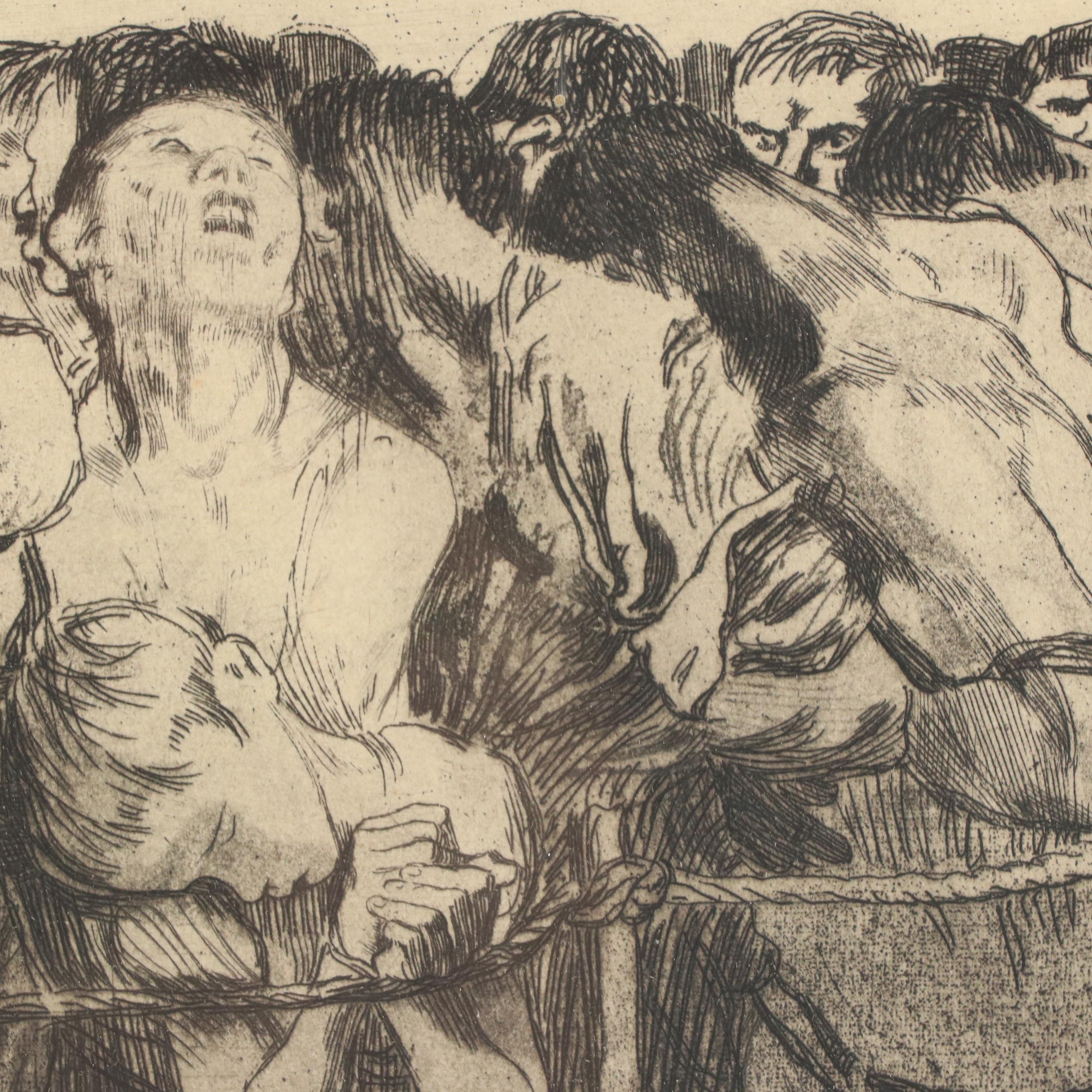 Käthe Kollwitz Etching "The Prisoners," Circa 1930s