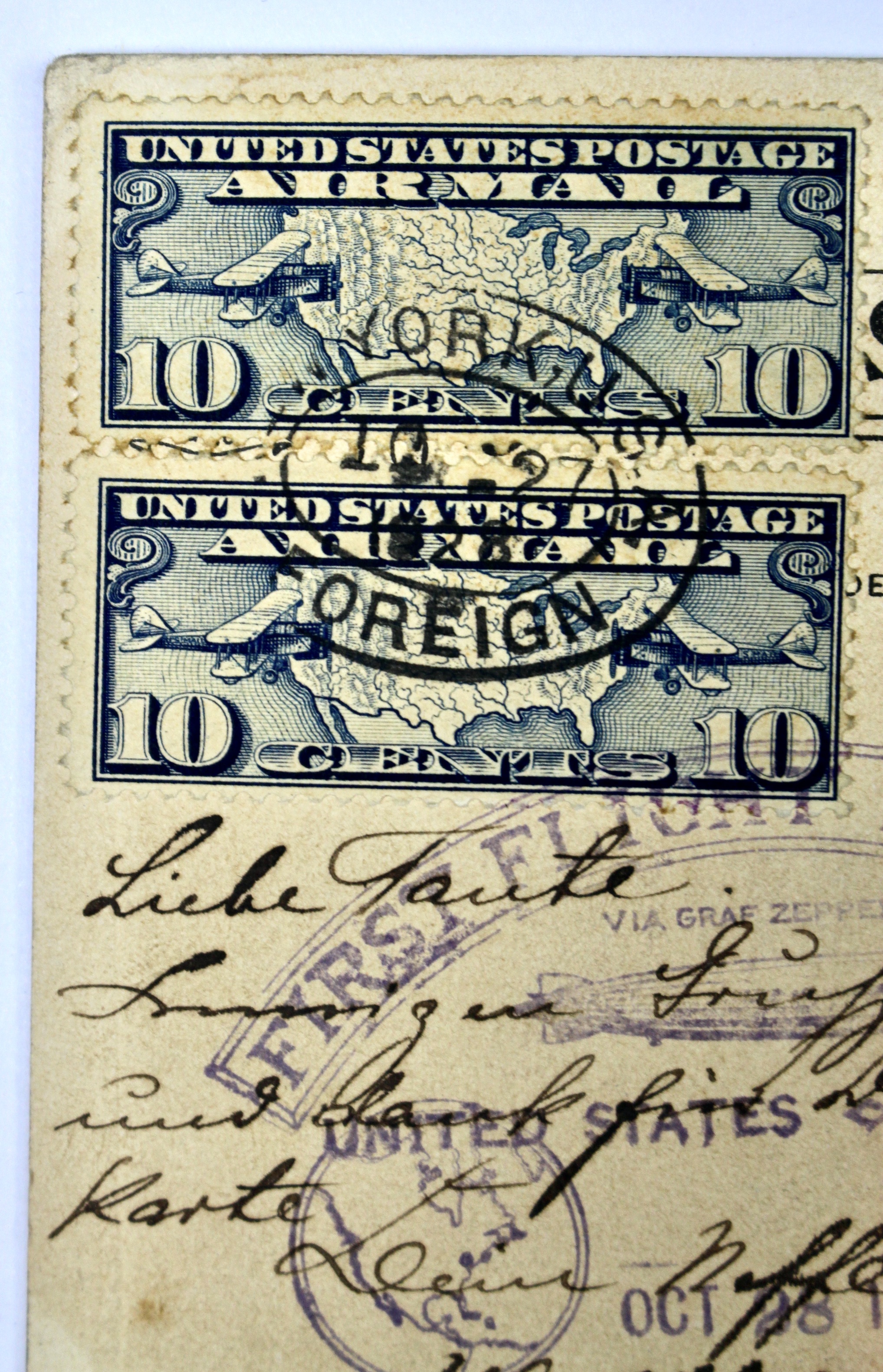 1928 Graf Zeppelin Postcard, Baltimore to Germany